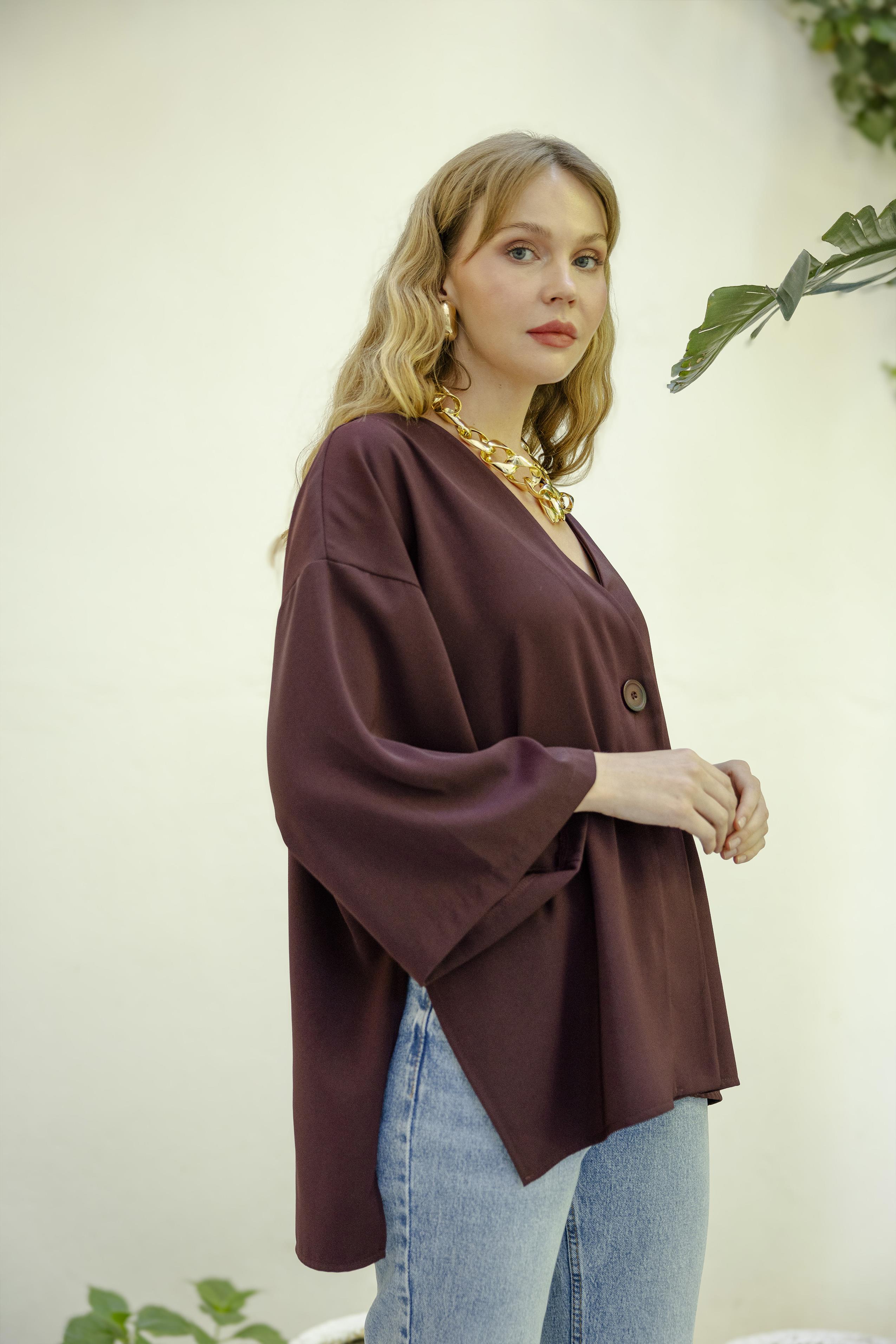 4972 ÖNDEN BAĞLAMALI BLUZ BORDO