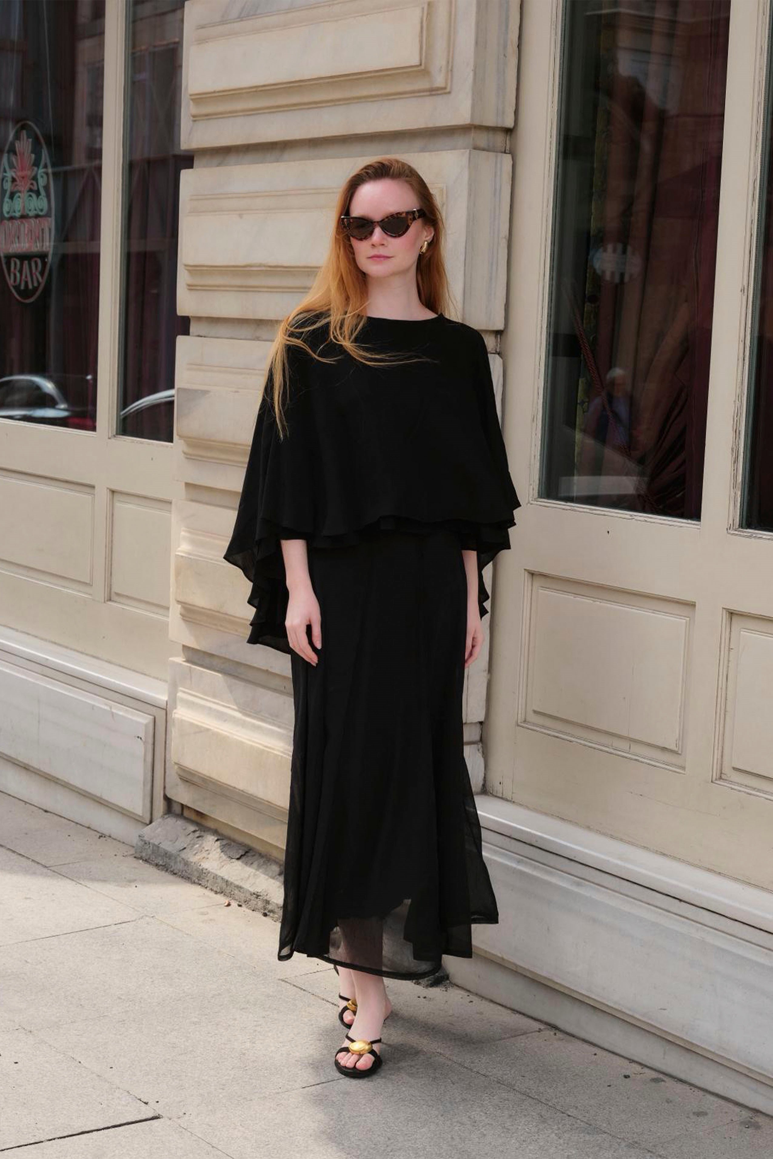 5044 PELERİN BLUZ SİYAH