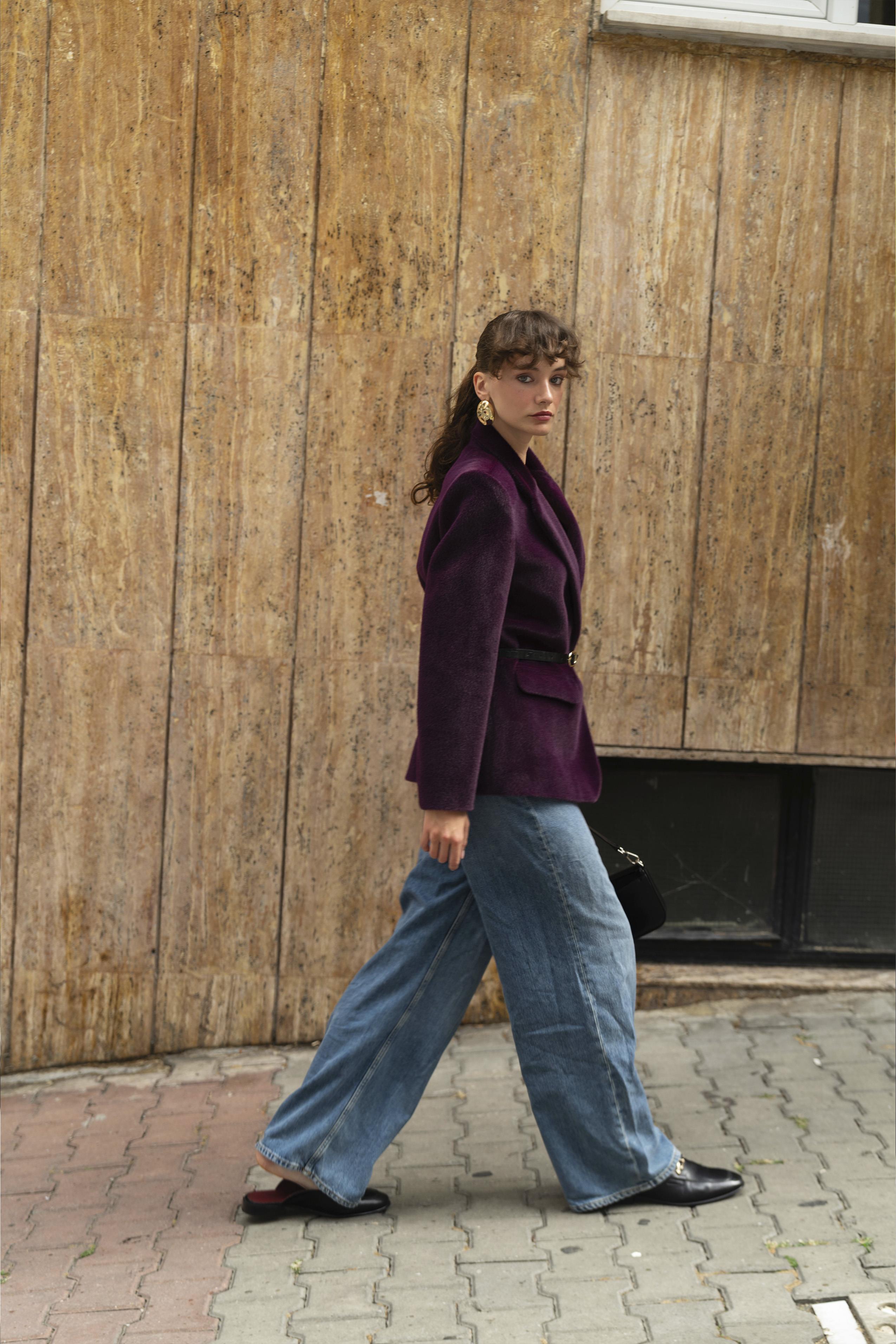 9490 PELUŞLU CEKET MOR