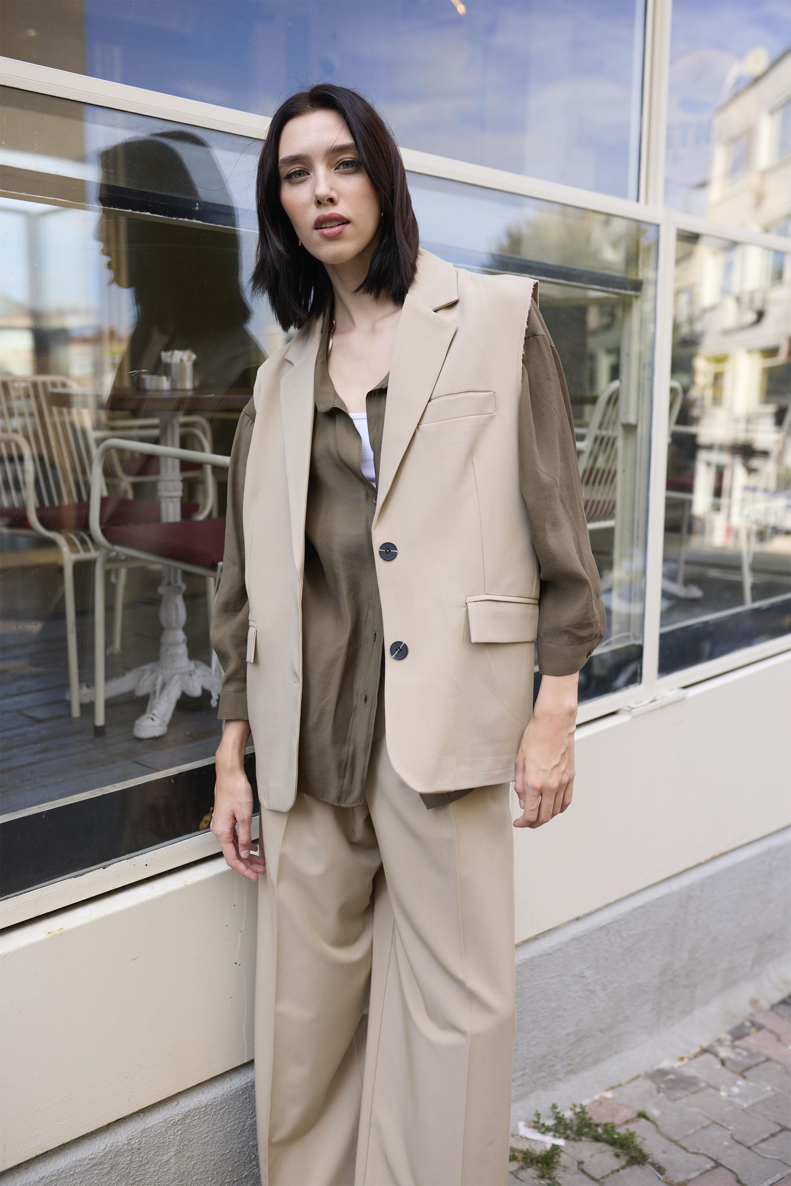 9417 YELEK PANTOLON TAKIM CAMEL