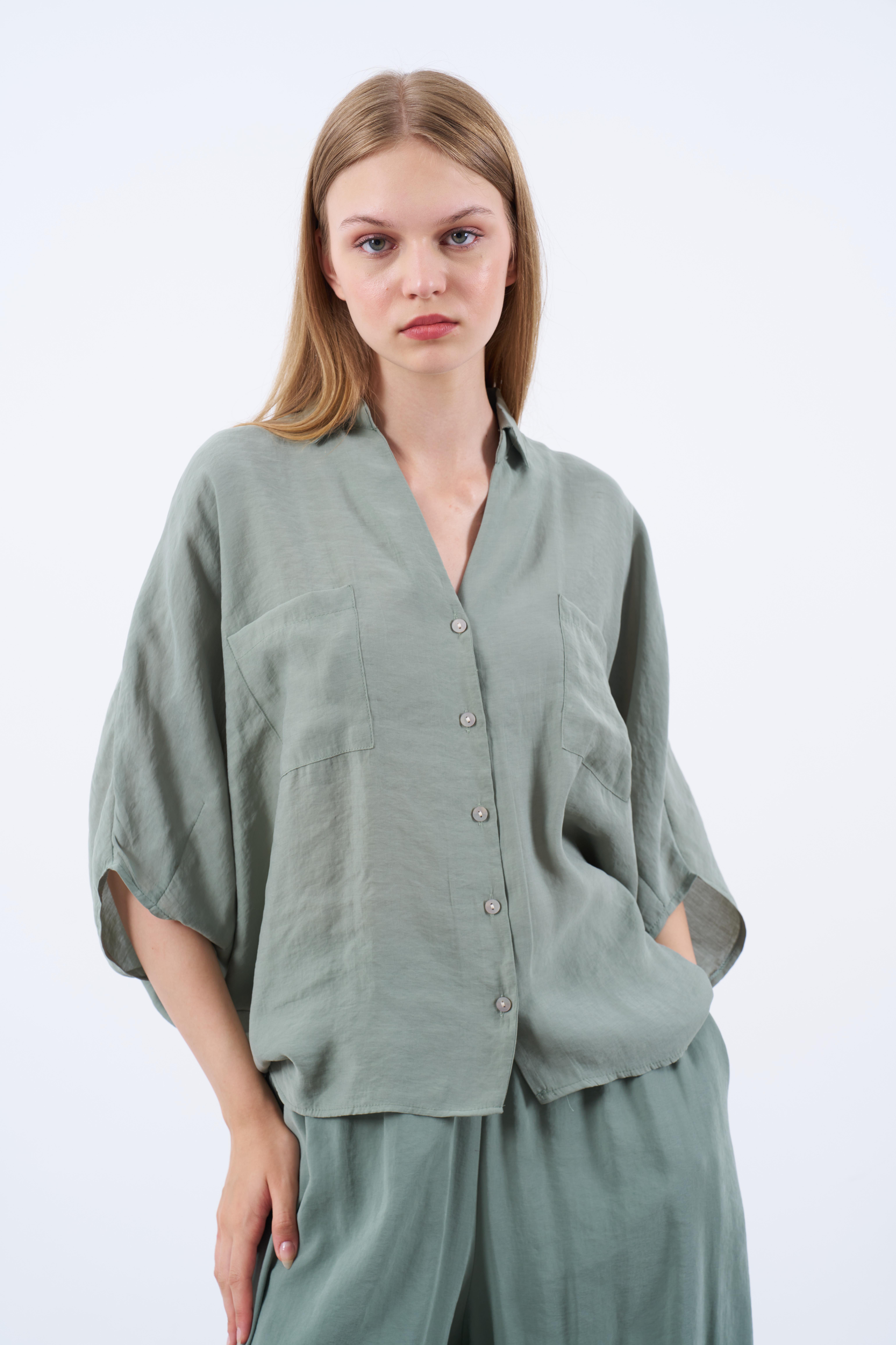 4925 OVERSIZE GÖMLEK ÇAĞLA YEŞİL