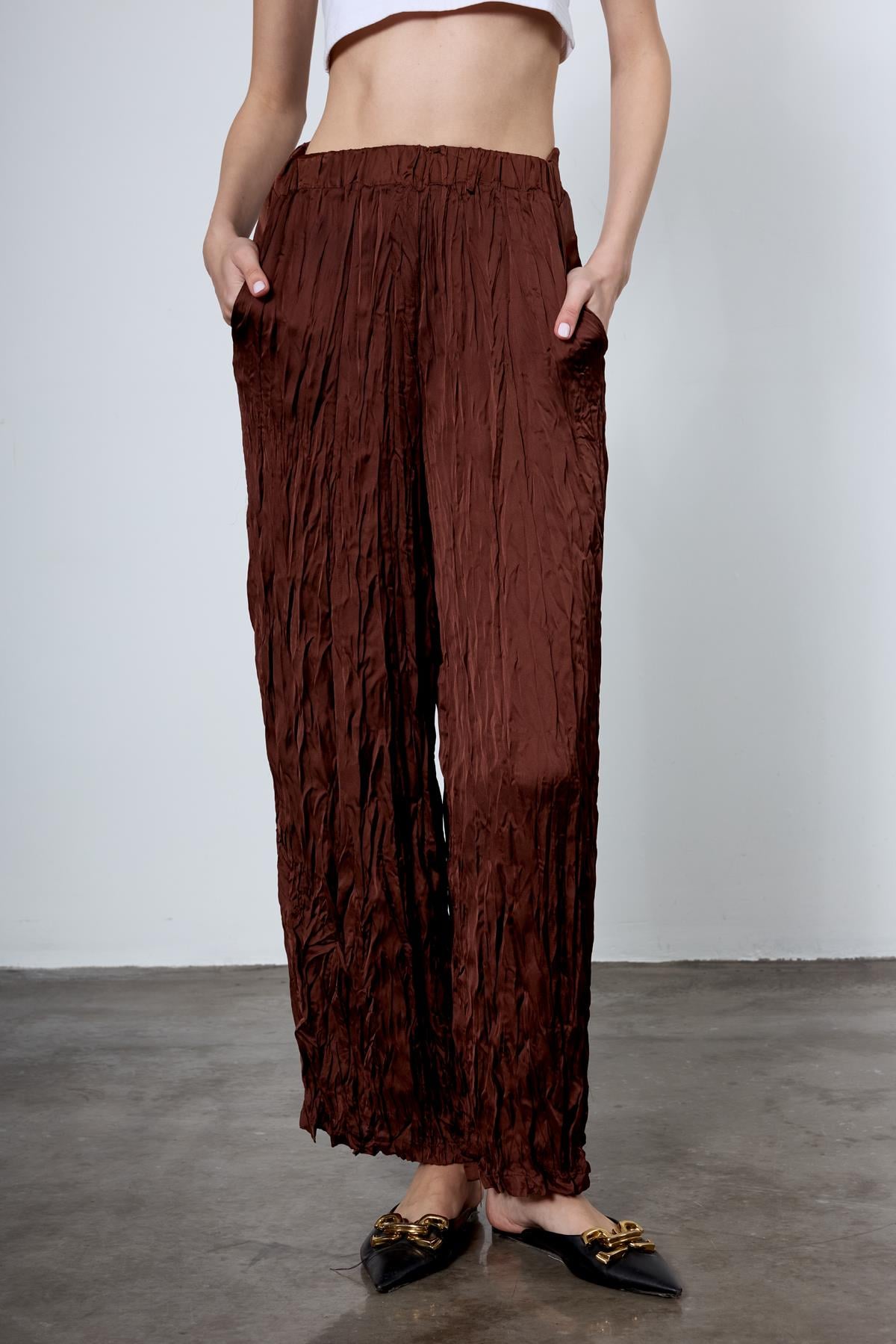 51142 KRAŞLI PANTOLON KAHVE