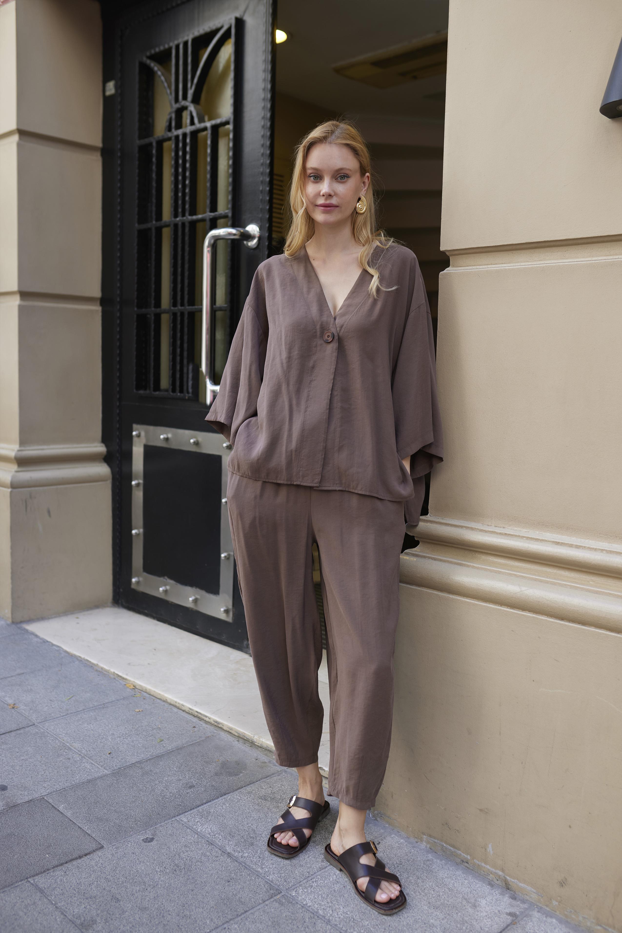 51189 BLUZ PANTOLON TAKIM KAHVE