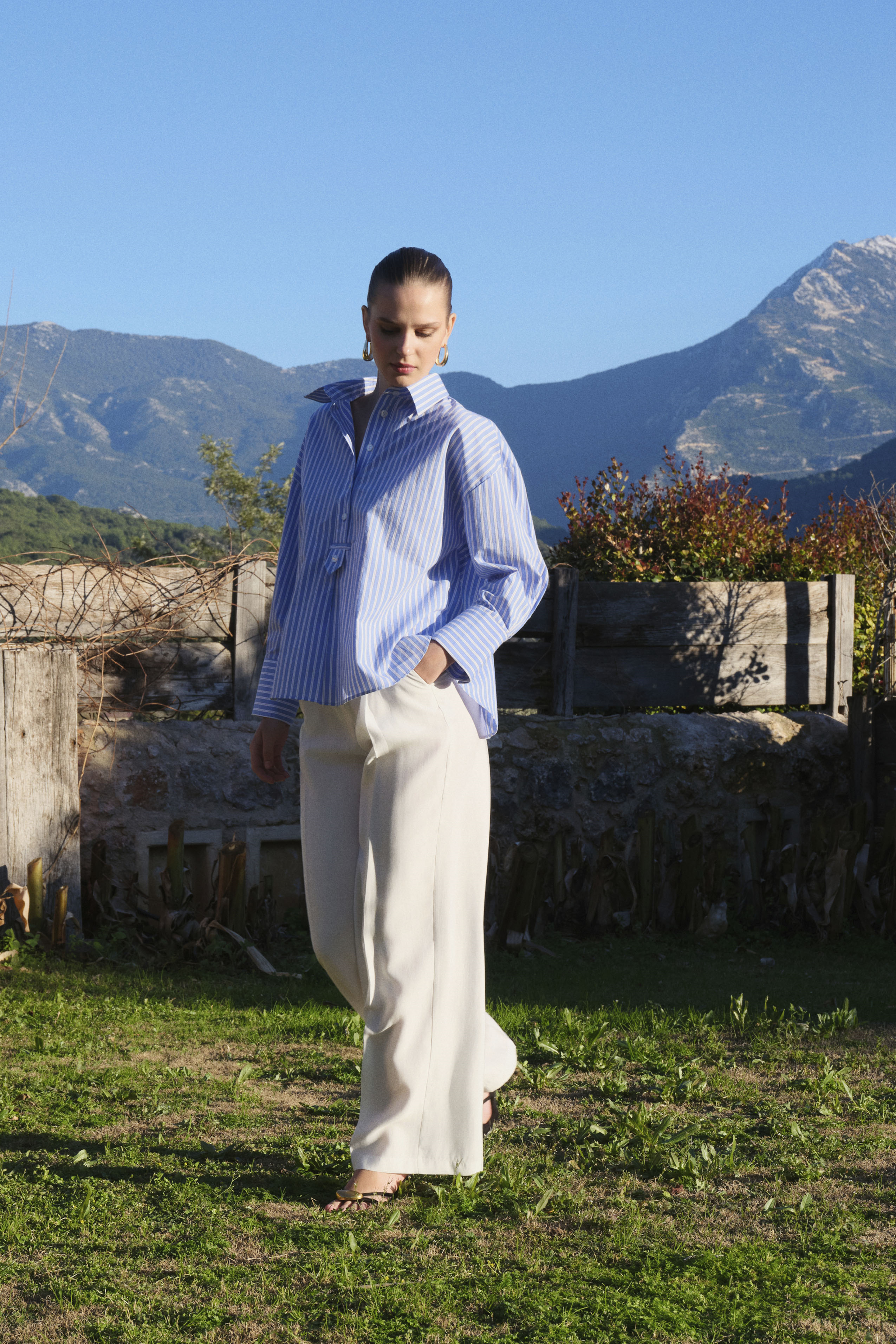 5017 ÇİZGİLİ PATLI GÖMLEK MAVİ