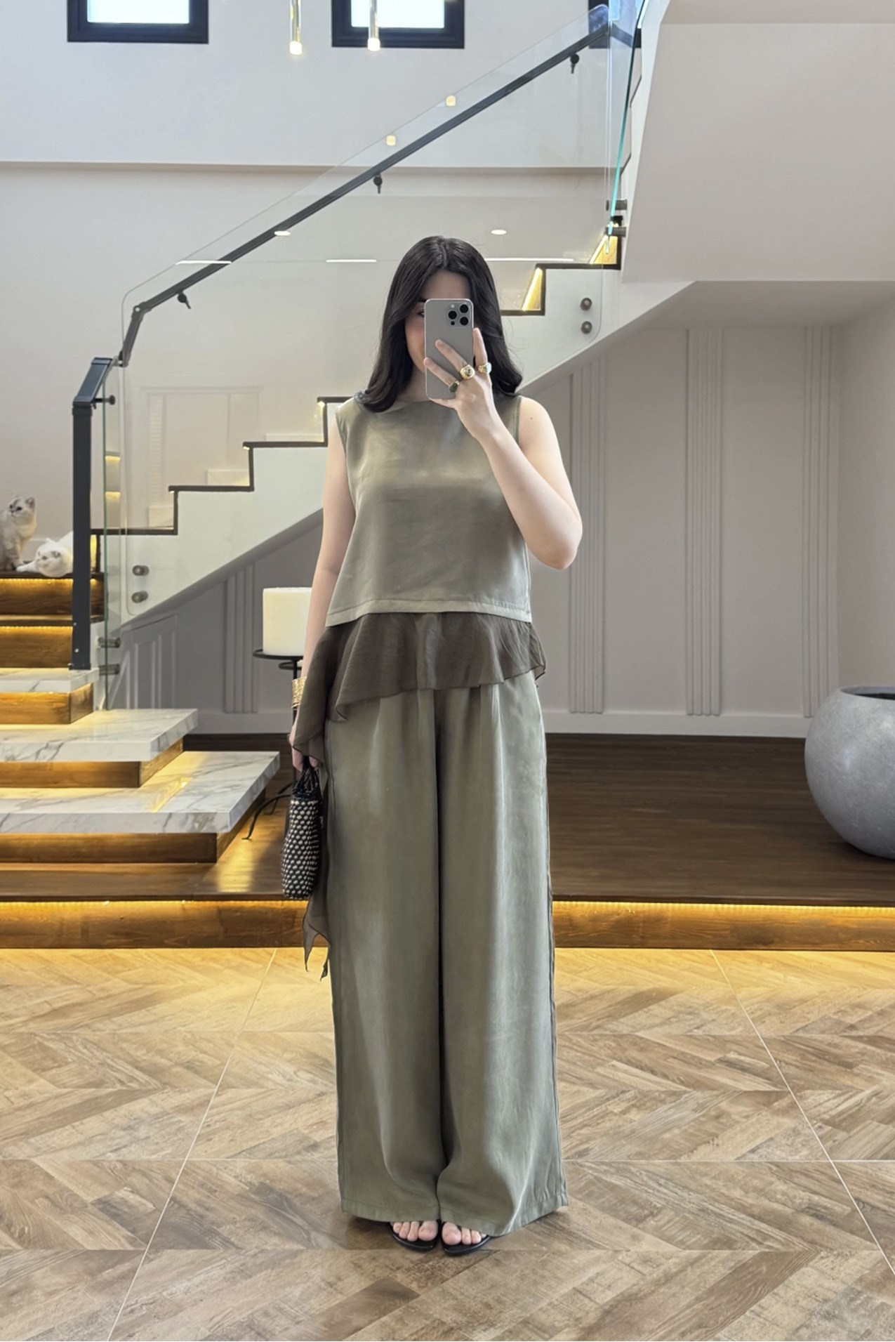 51391 GARNİLİ BLUZ PANTOLON TAKIM HAKİ