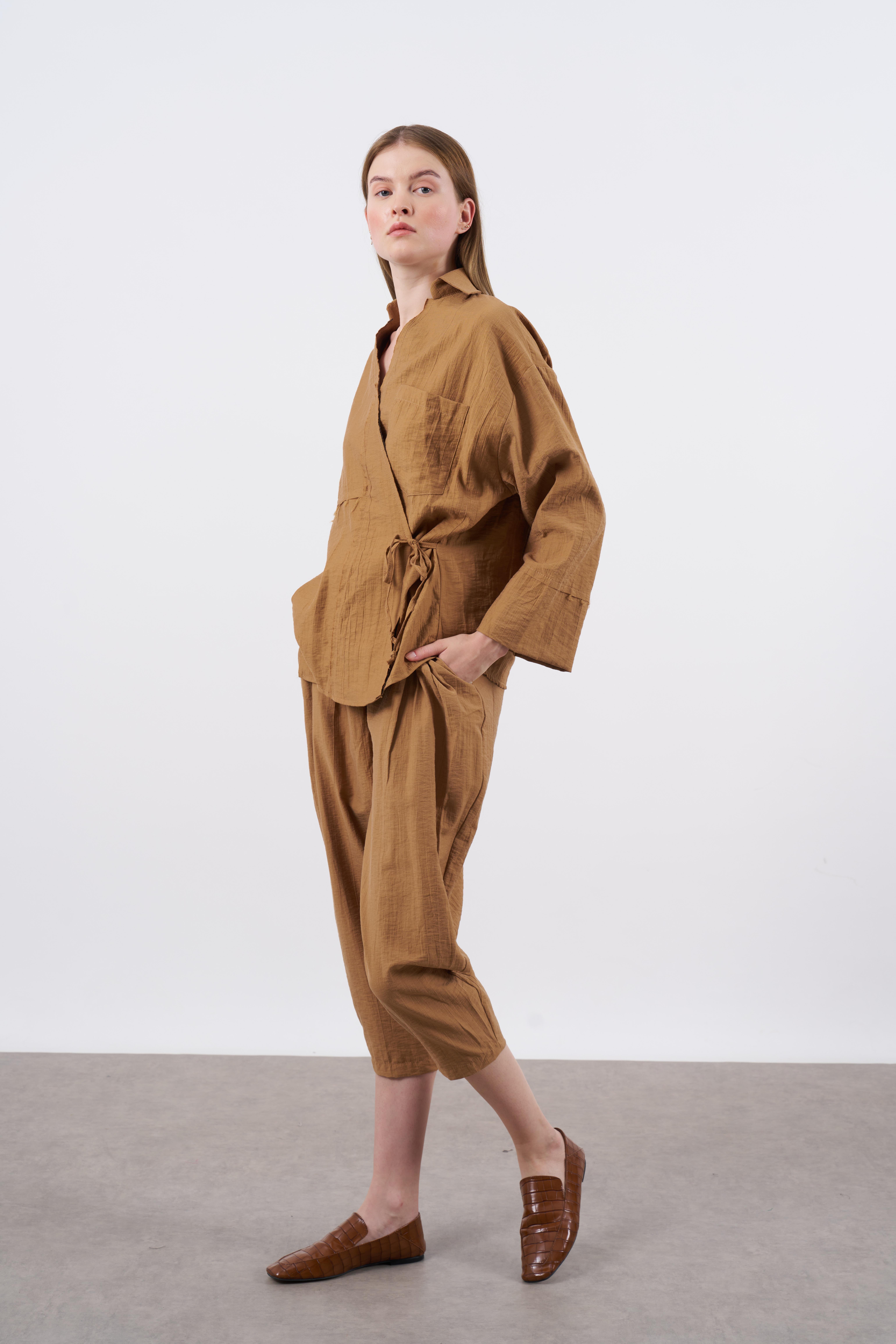 50970 BLUZ PANTOLON TAKIM KAHVE