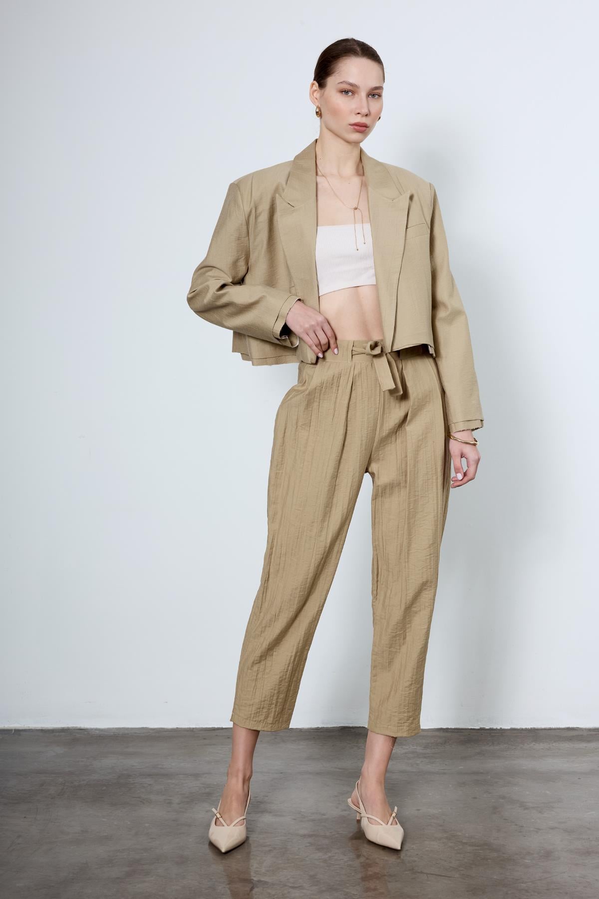 9557 CROP CEKET PANTOLON TAKIM HAKİ