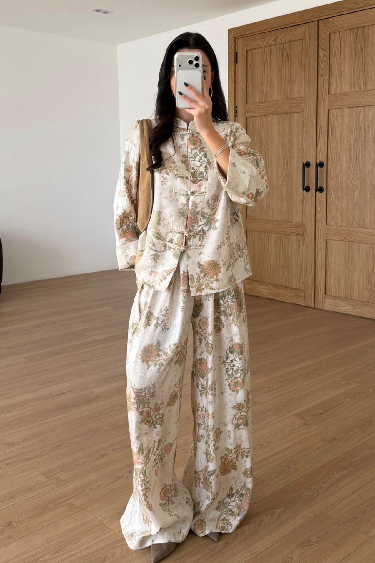 51495 DESENLİ GÖMLEK PANTOLON TAKIM YEŞİL