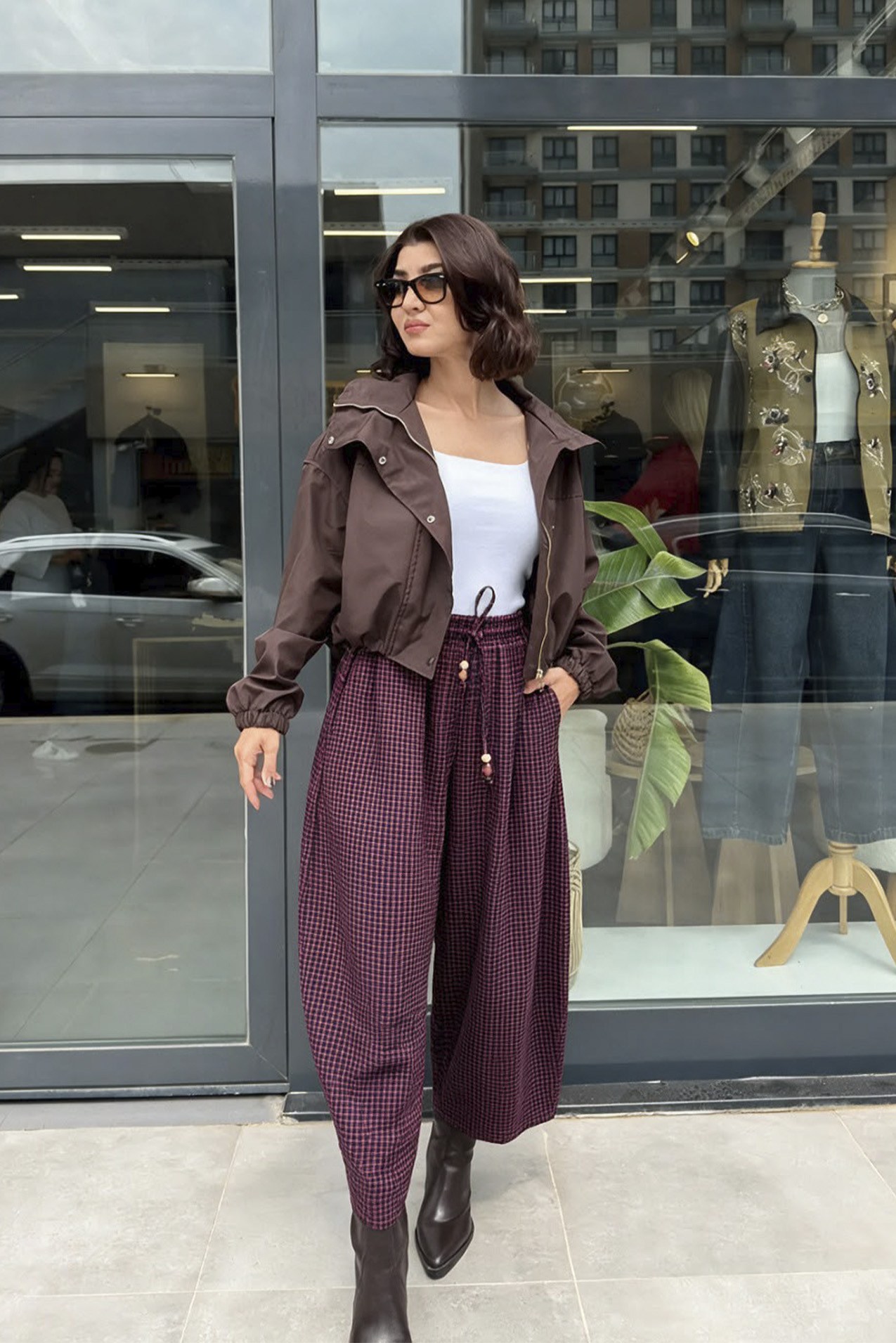 51459 KARELİ PANTOLON KIRMIZI