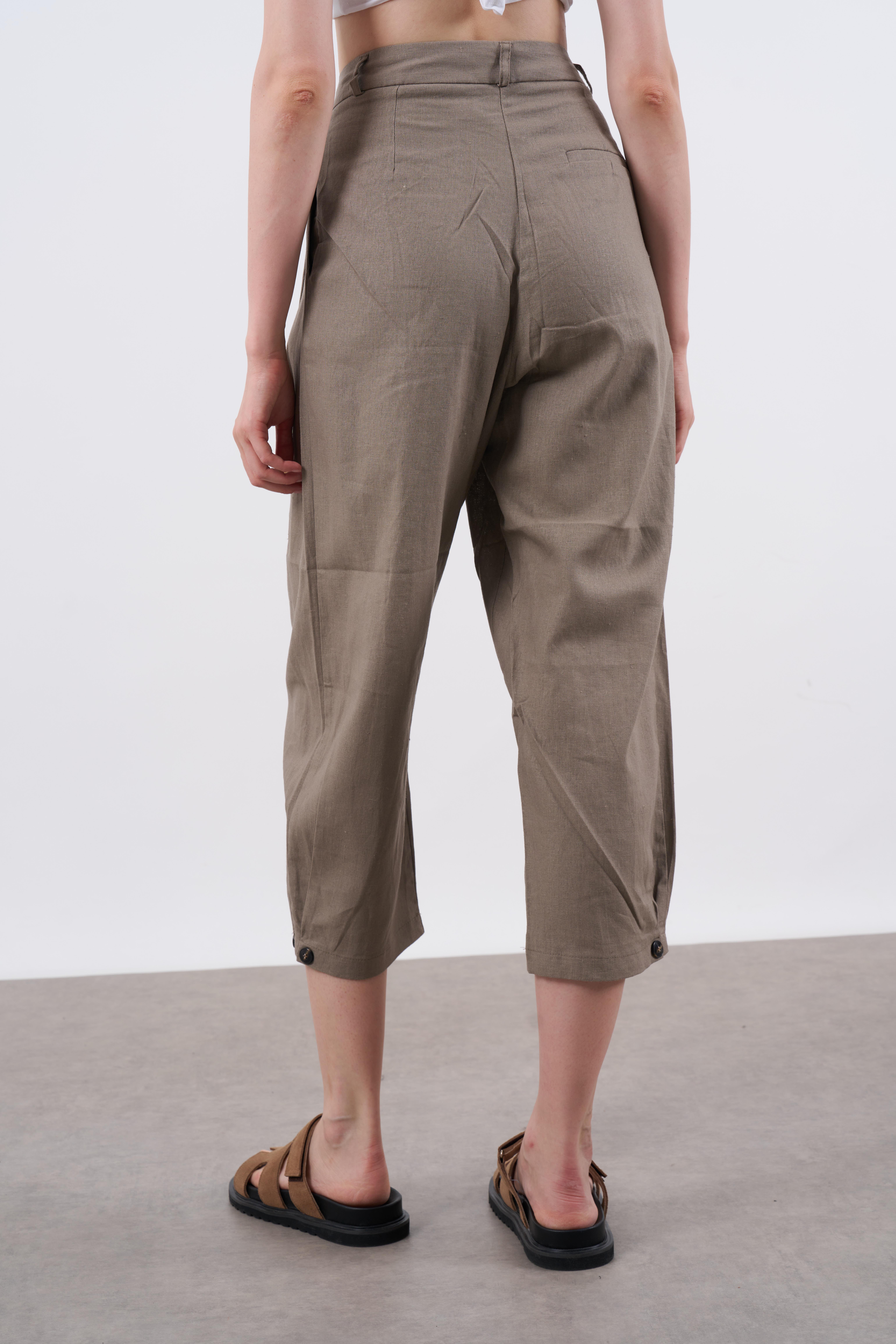 50976 KETEN PANTOLON KAHVE