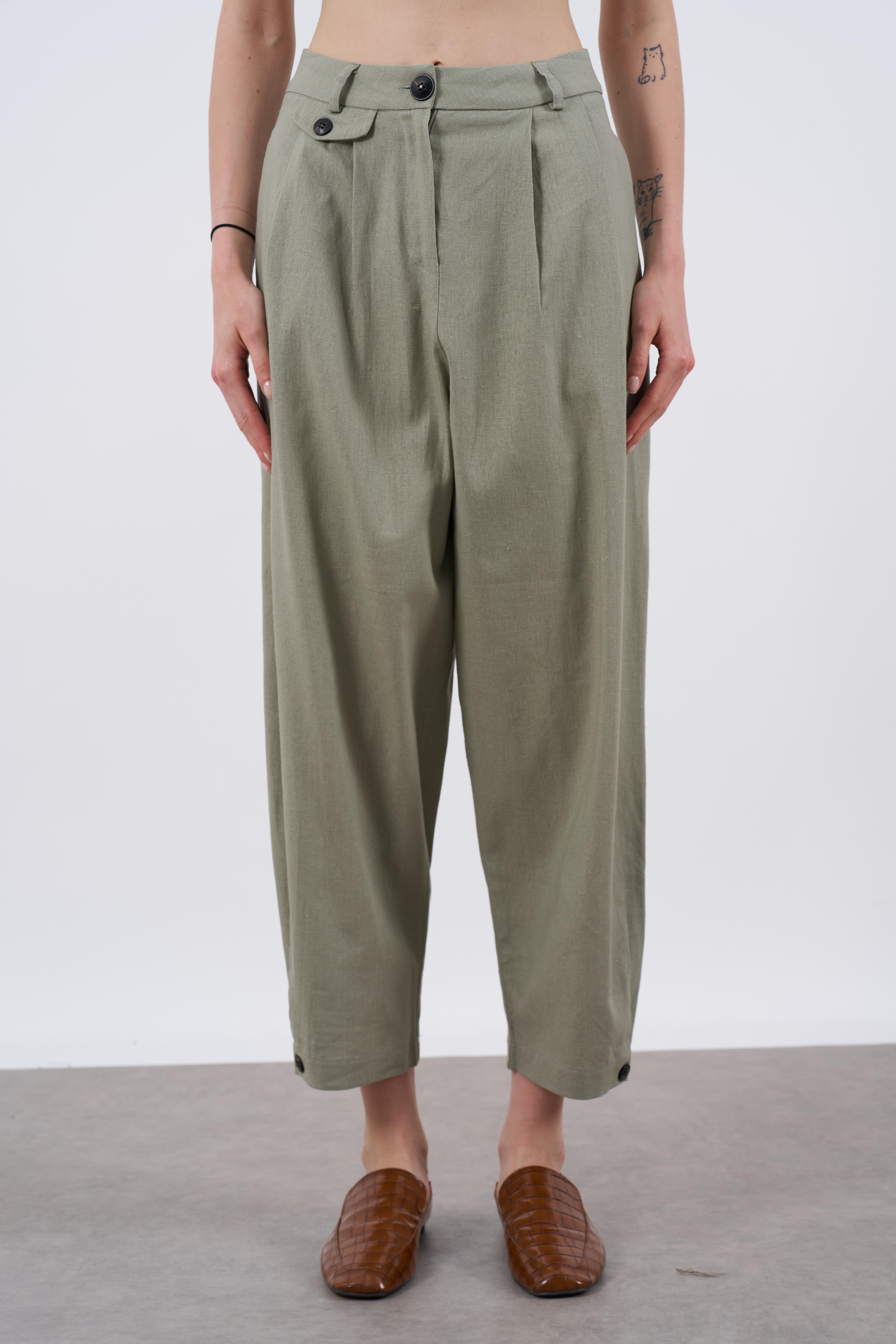 50976 KETEN PANTOLON HAKİ