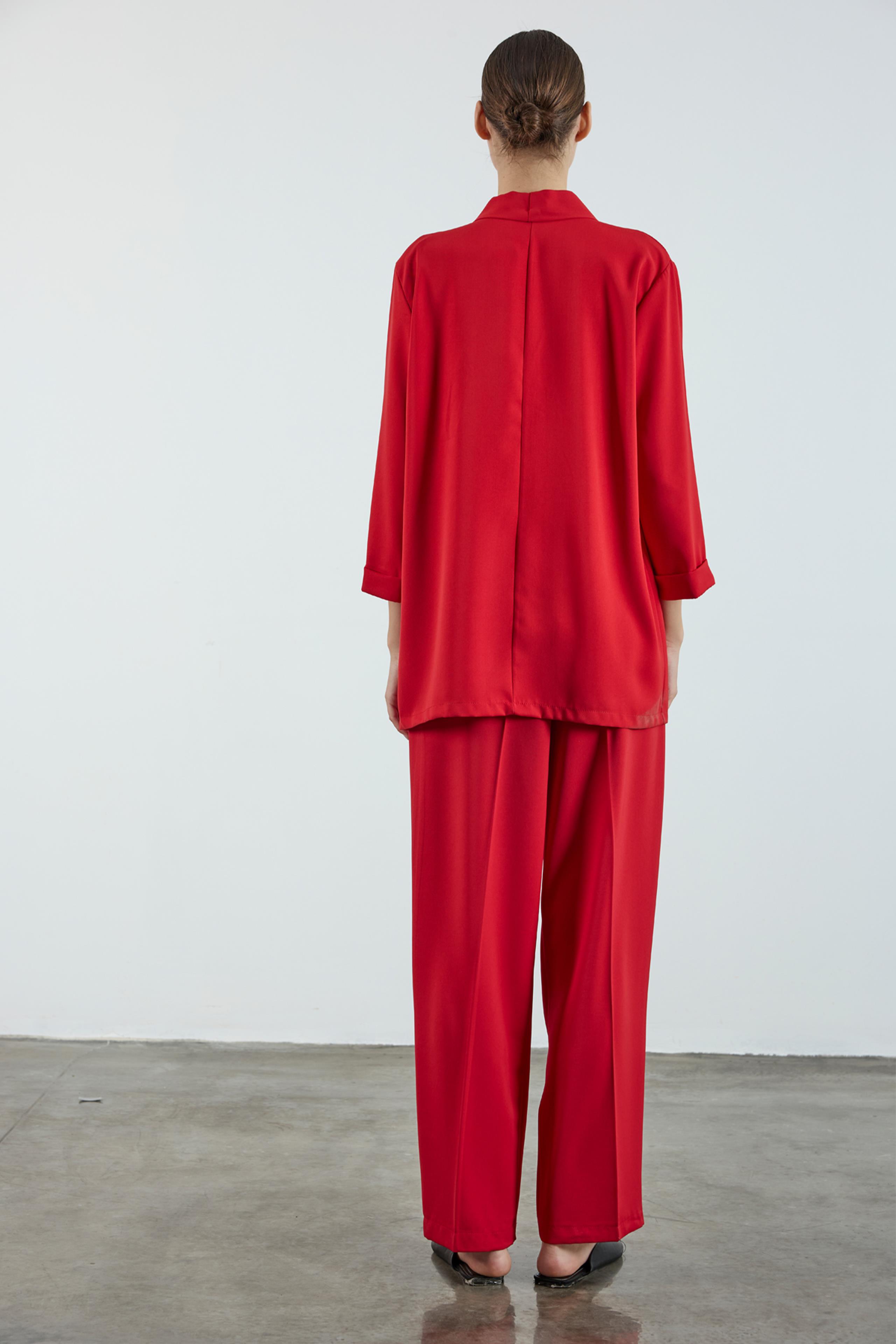 9564 ŞAL YAKA CEKET KIRMIZI