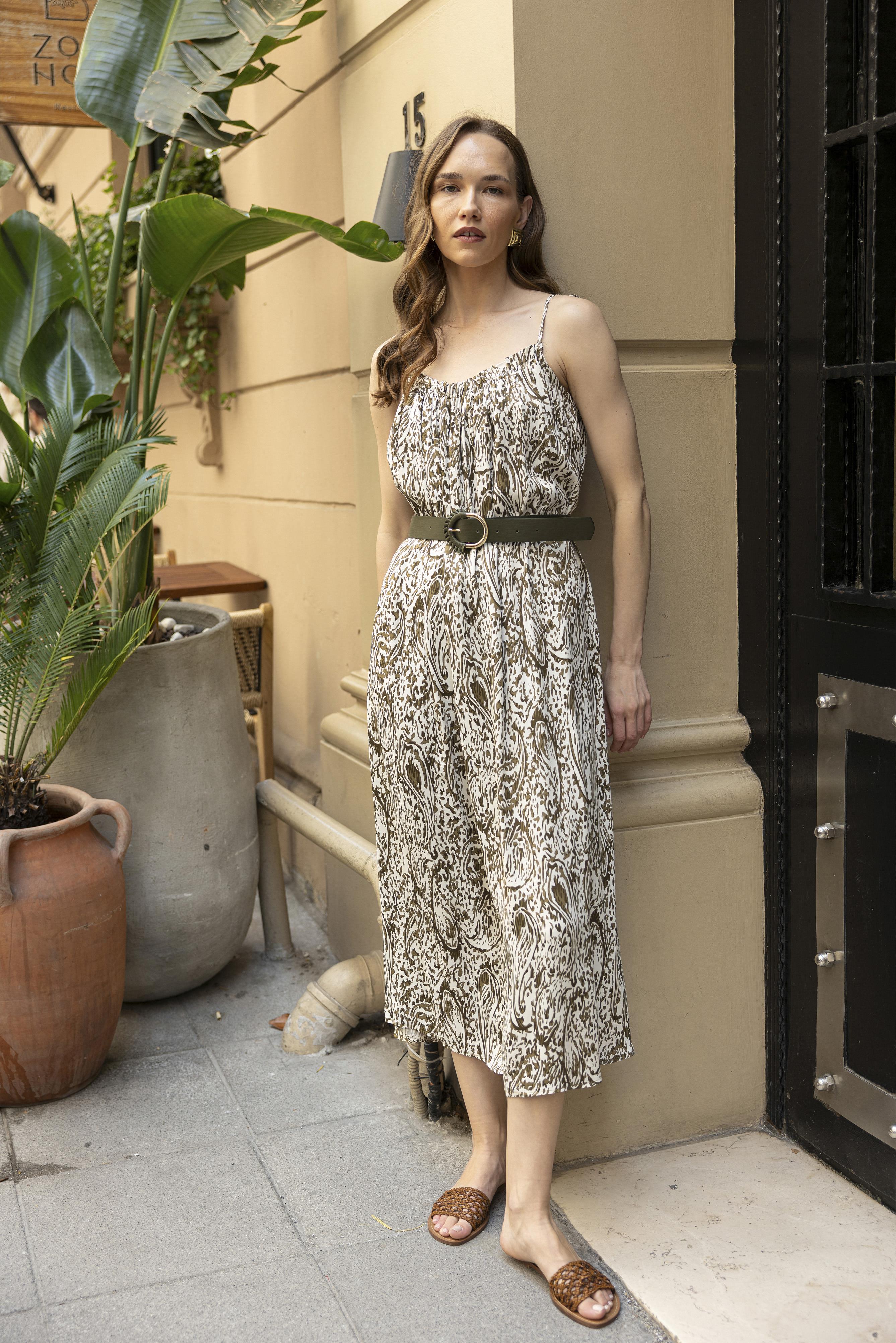 3313 ASKILI ELBİSE YEŞİL