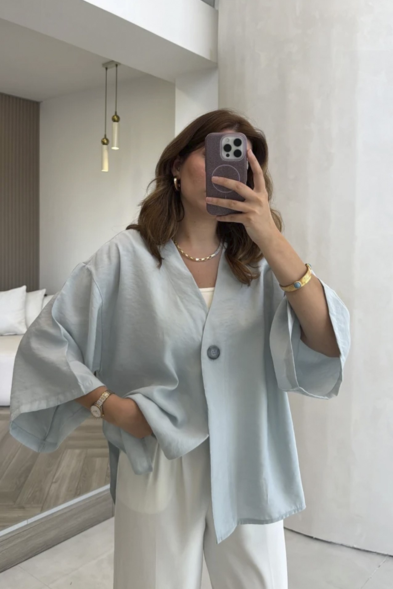4961 ÖNDEN BAĞLAMALI BLUZ BEBE MAVİ