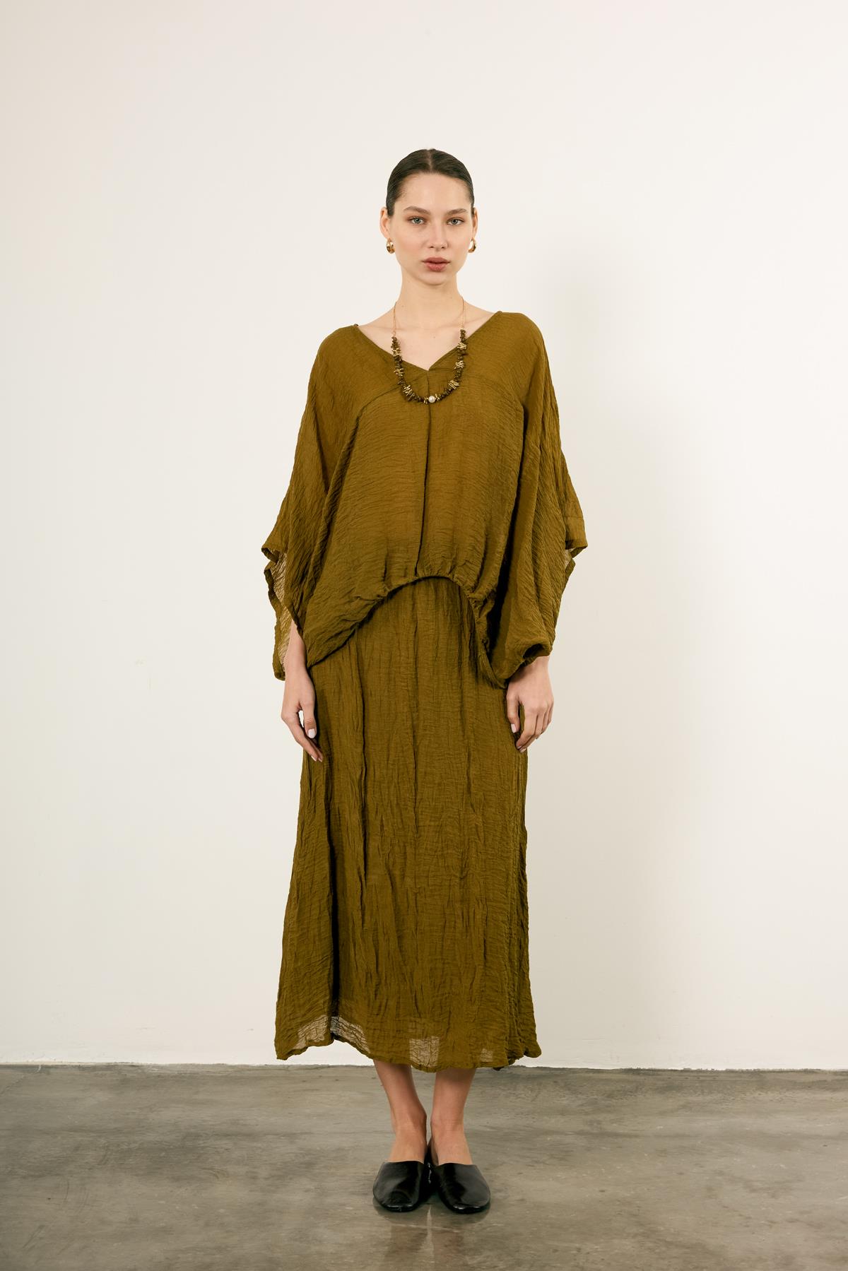 51134 BLUZ ETEK TAKIM OLİVE