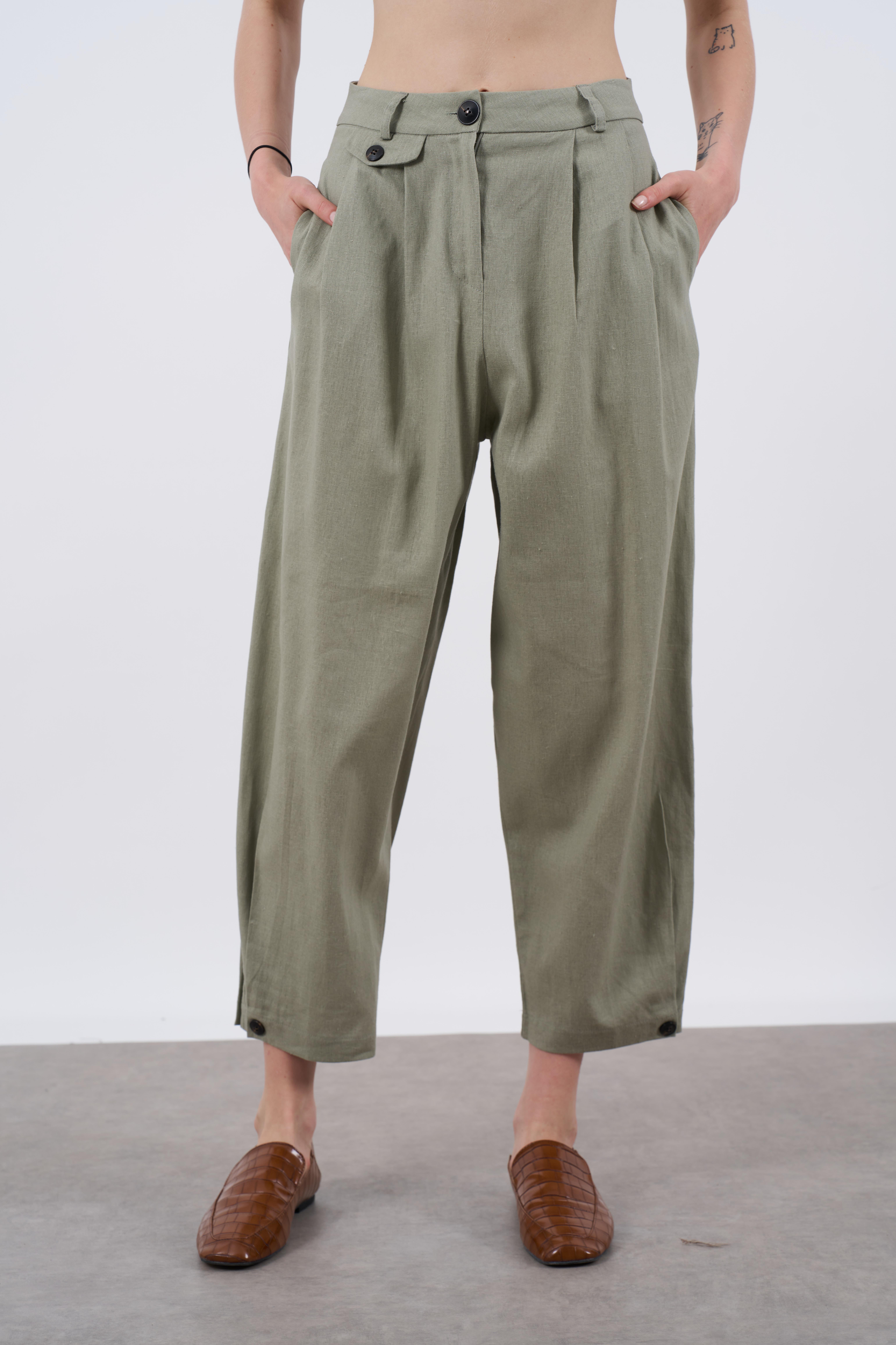 50976 KETEN PANTOLON HAKİ