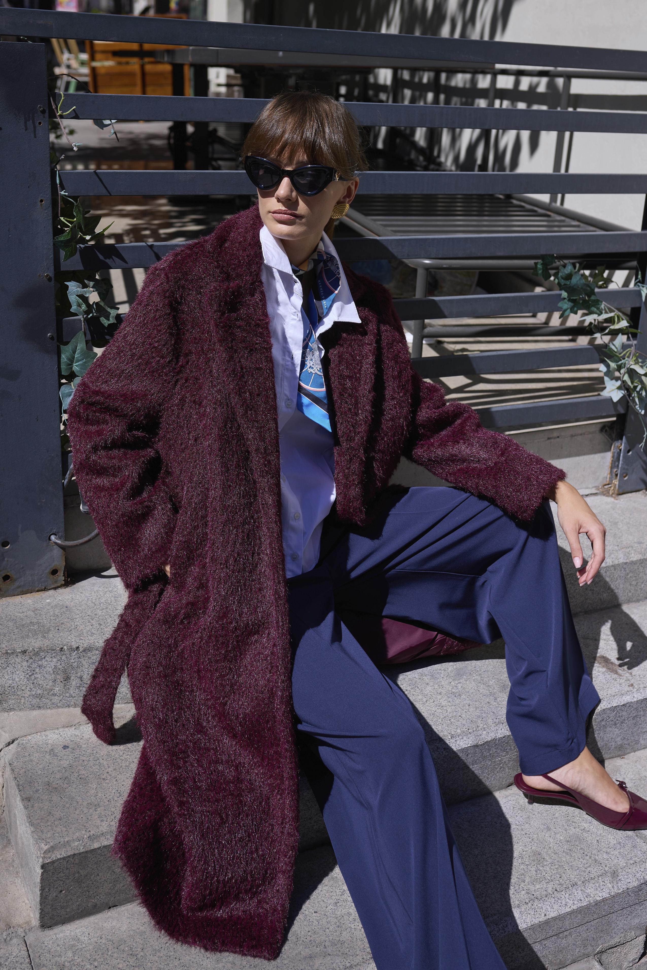 9603 OVERSIZE KÜRK BORDO