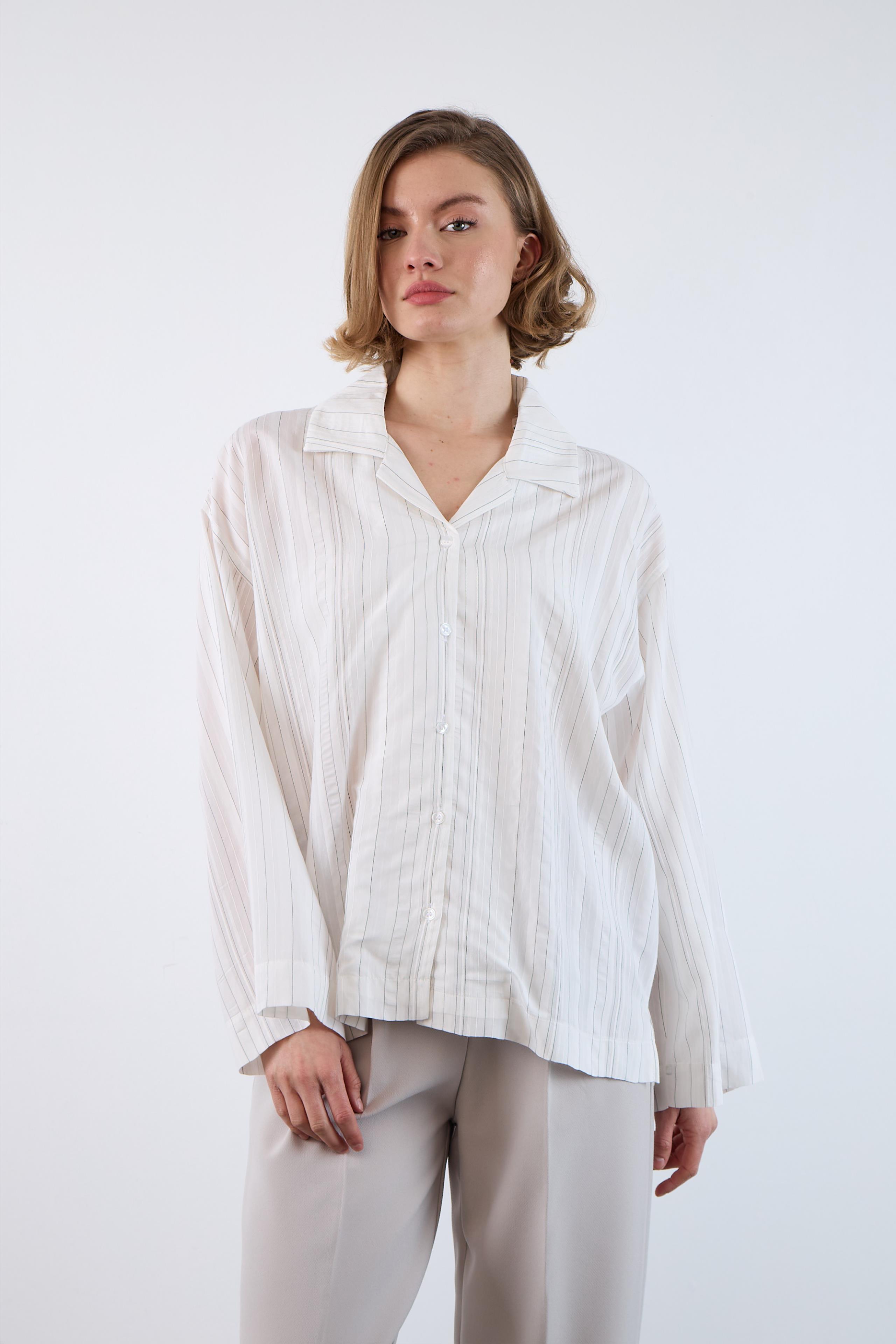 4956 OVERSIZE GÖMLEK BEYAZ-SİYAH