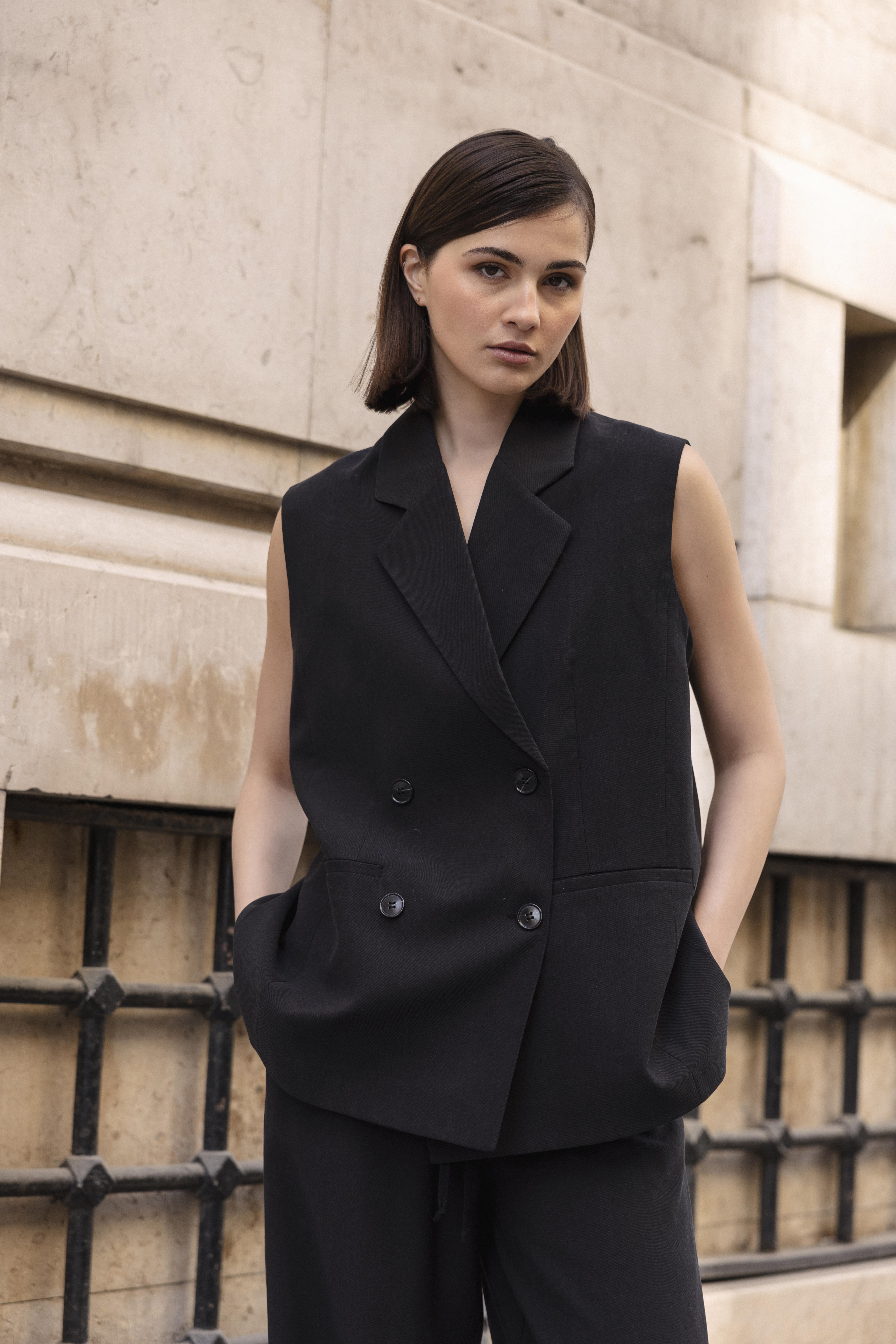 9568 YELEK PANTOLON TAKIM SİYAH