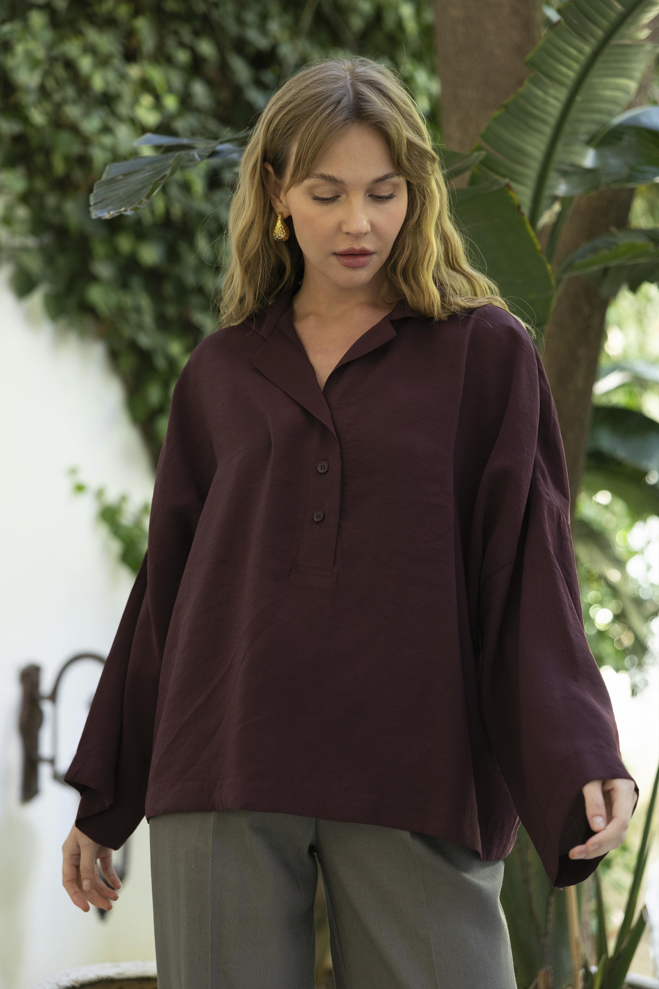 4953 POLO YAKA BLUZ MÜRDÜM