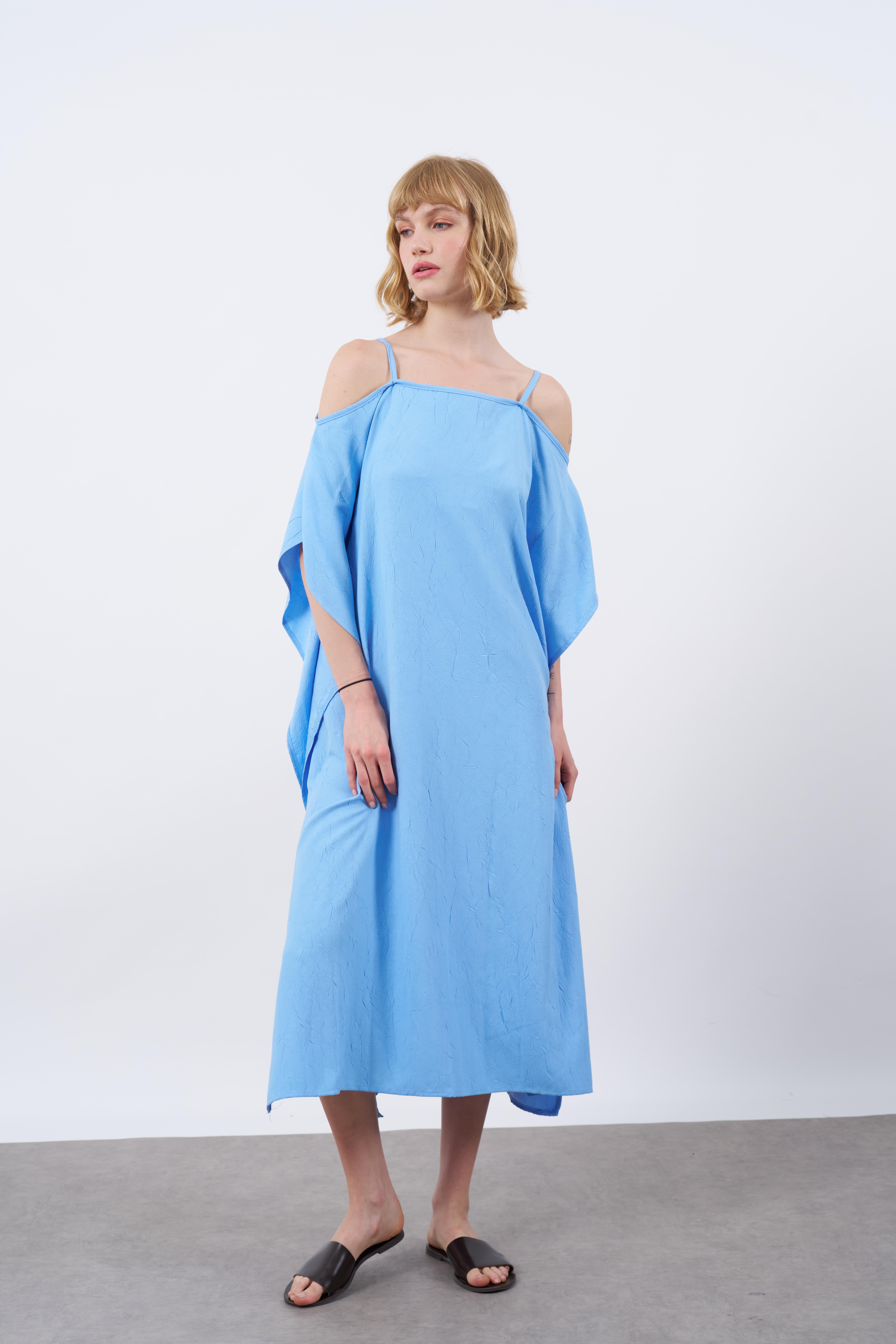 3195 ASKILI ELBİSE MAVİ