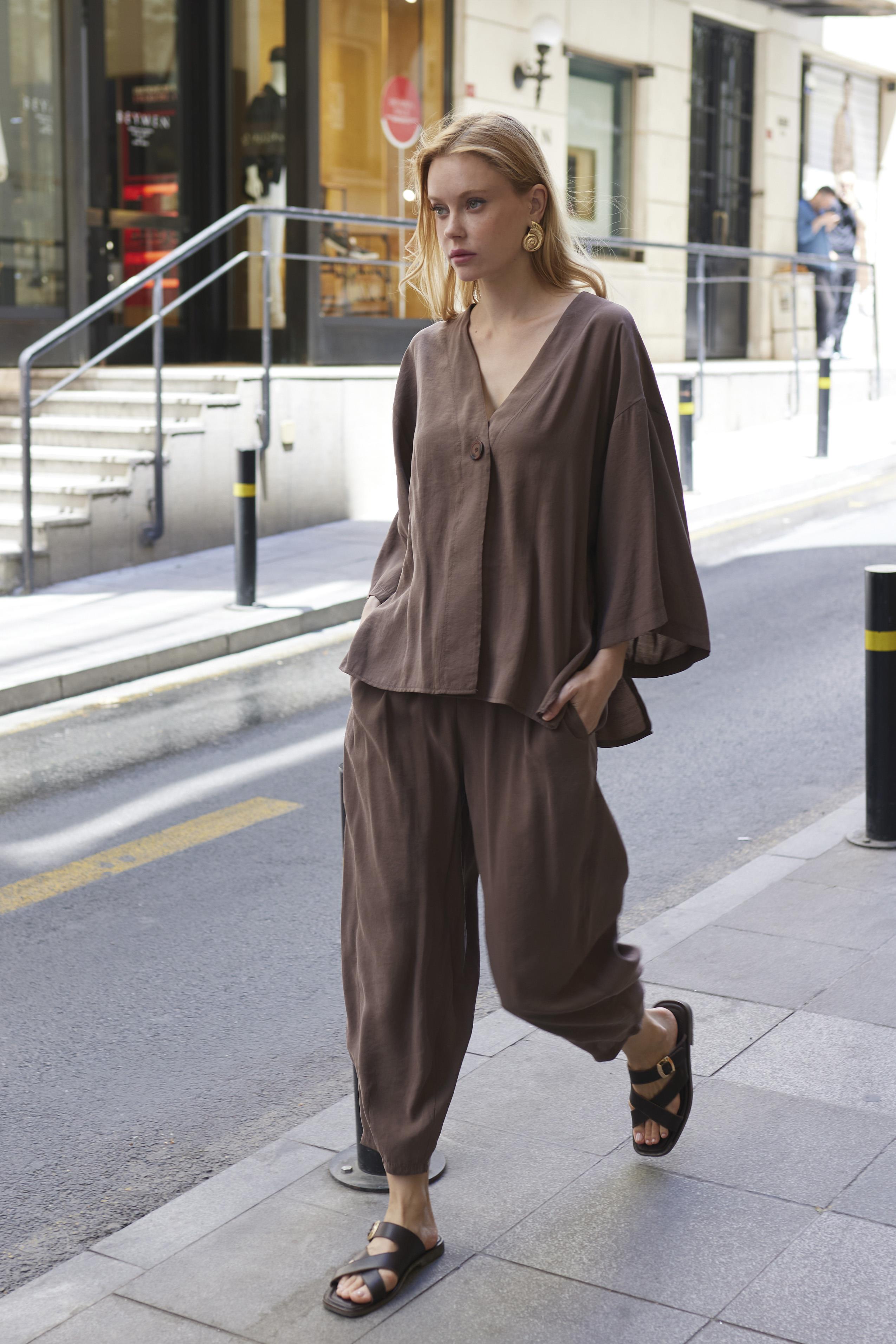 51189 BLUZ PANTOLON TAKIM KAHVE