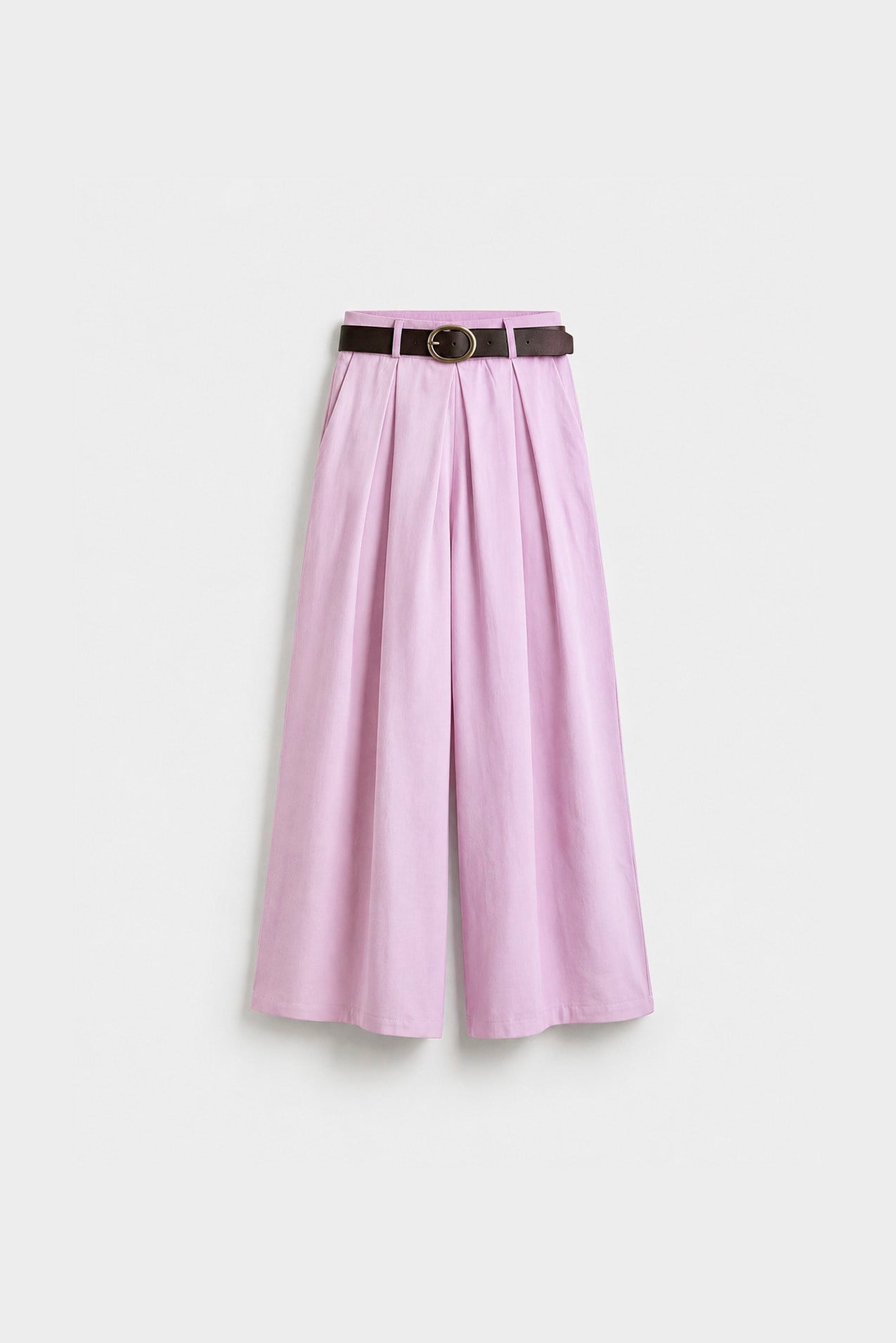 51354 KEMERLİ ETEKLİ PANTOLON PEMBE