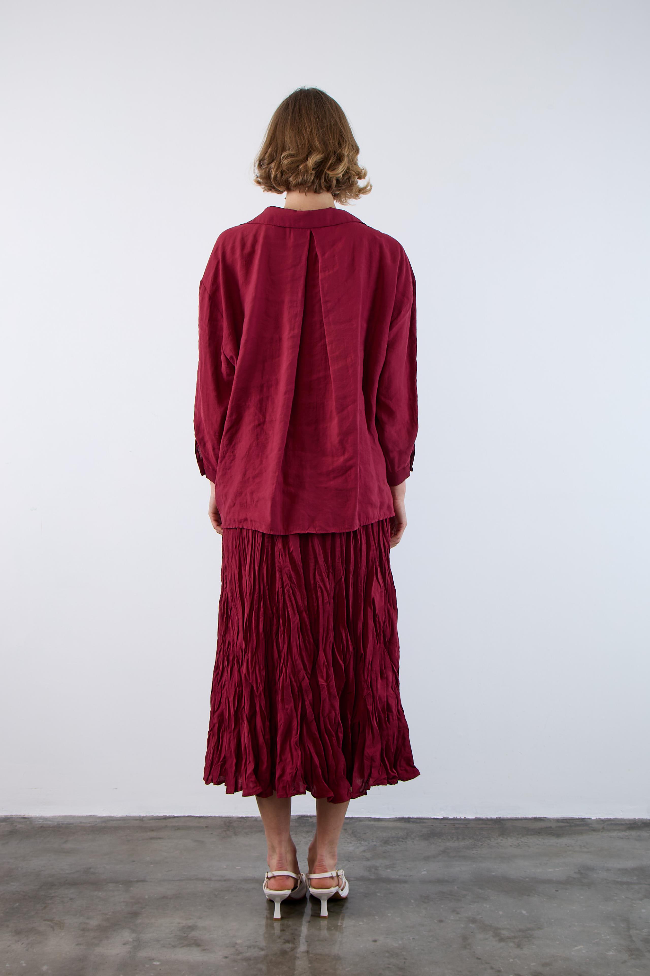 4612 DÜŞÜK OMUZLU OVERSİZE GÖMLEK BORDO