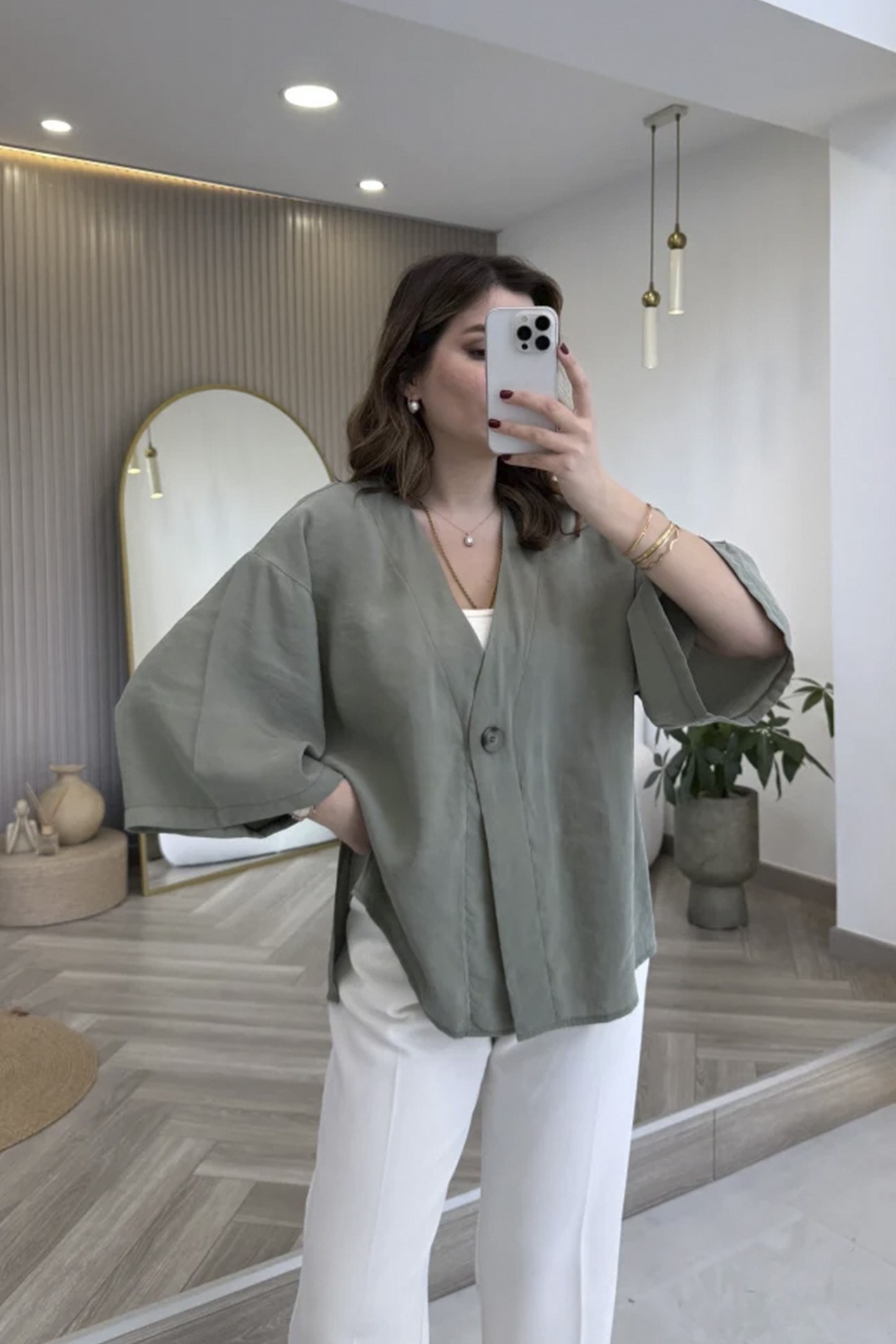 4961 ÖNDEN BAĞLAMALI BLUZ HAKİ