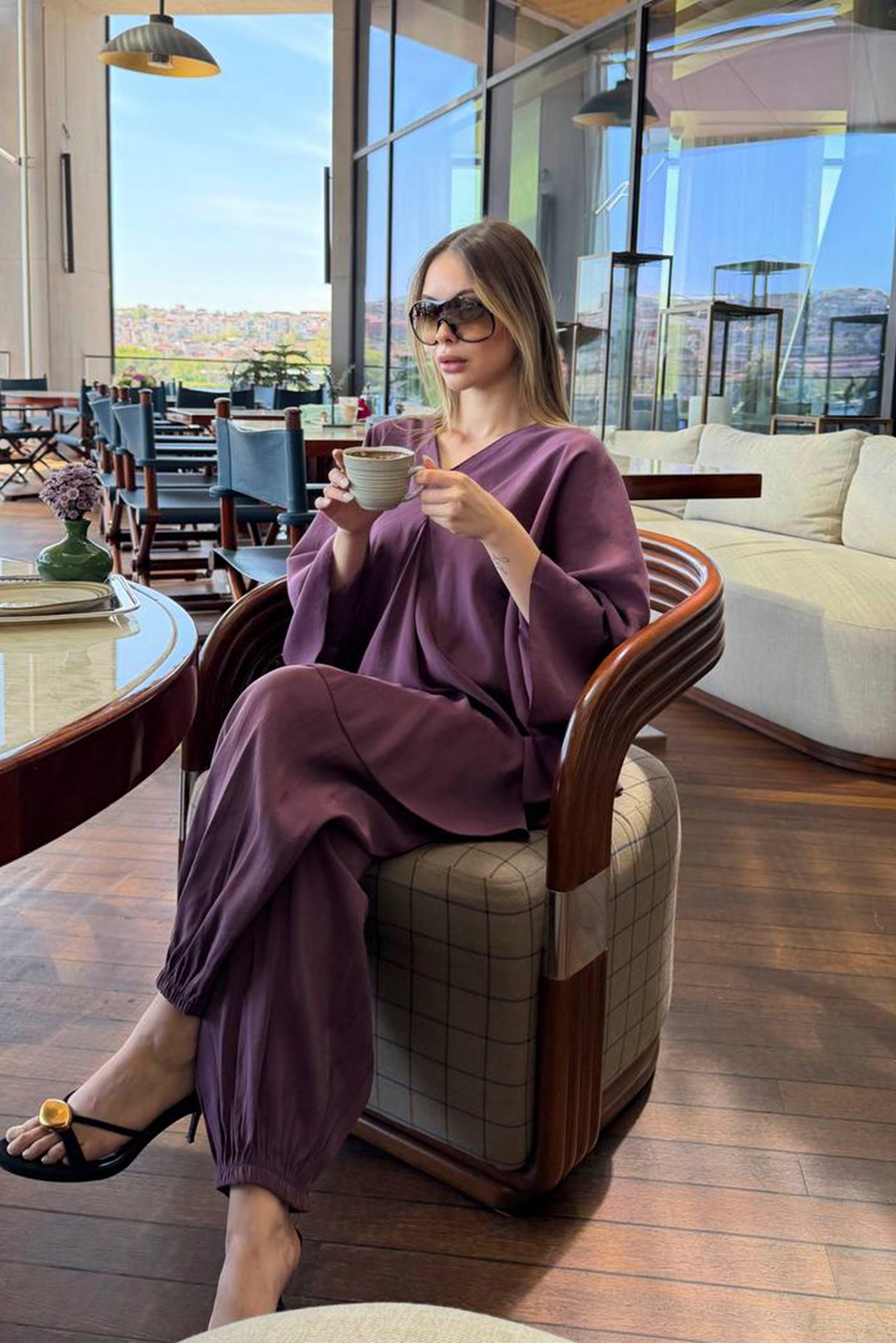 51337 BLUZ PANTOLON TAKIM VİŞNE