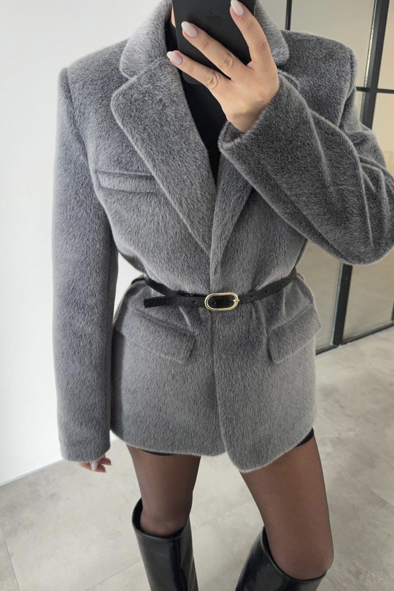 9490 PELUŞLU CEKET GRİ