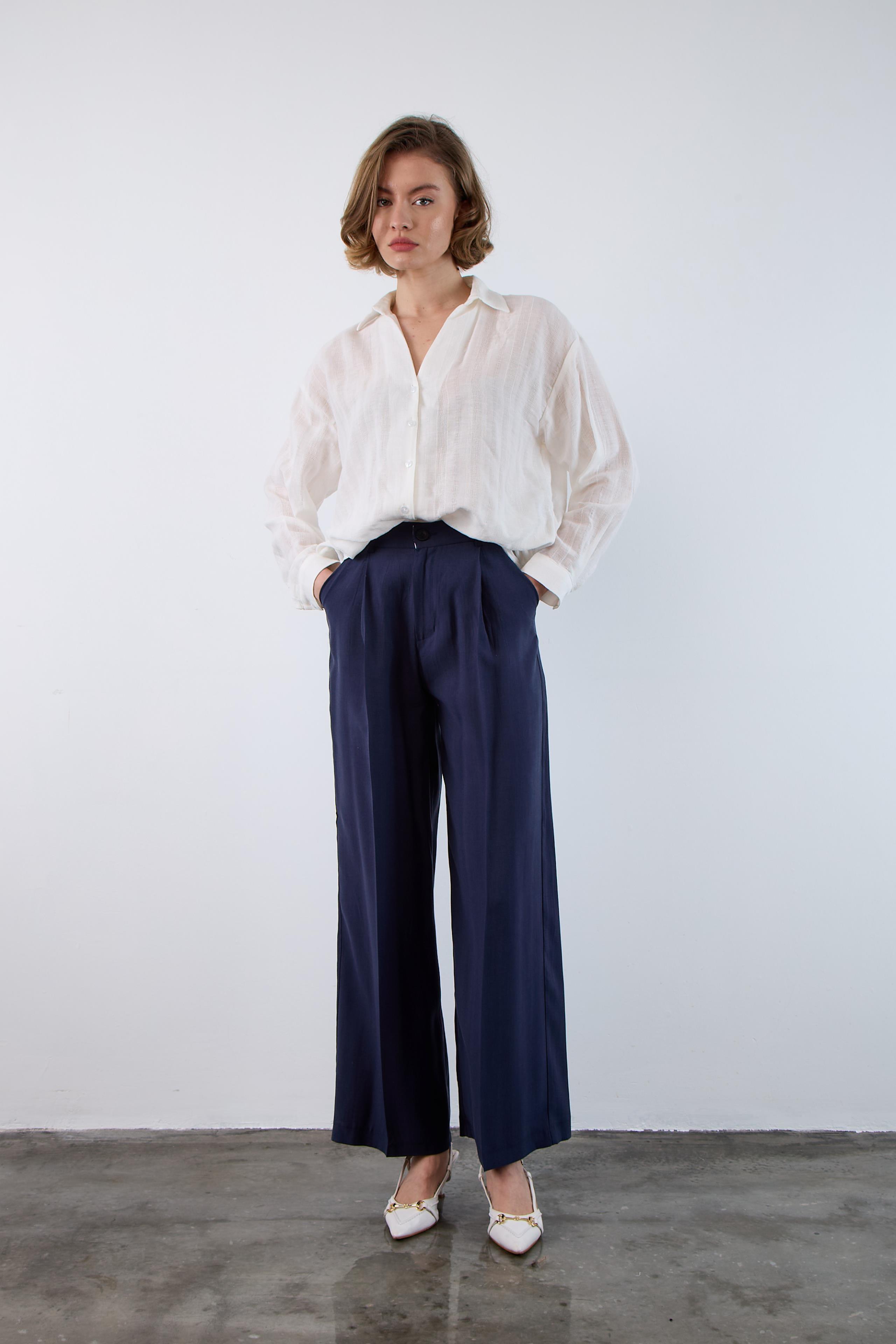 51020 TENCEL PANTOLON LACİVERT