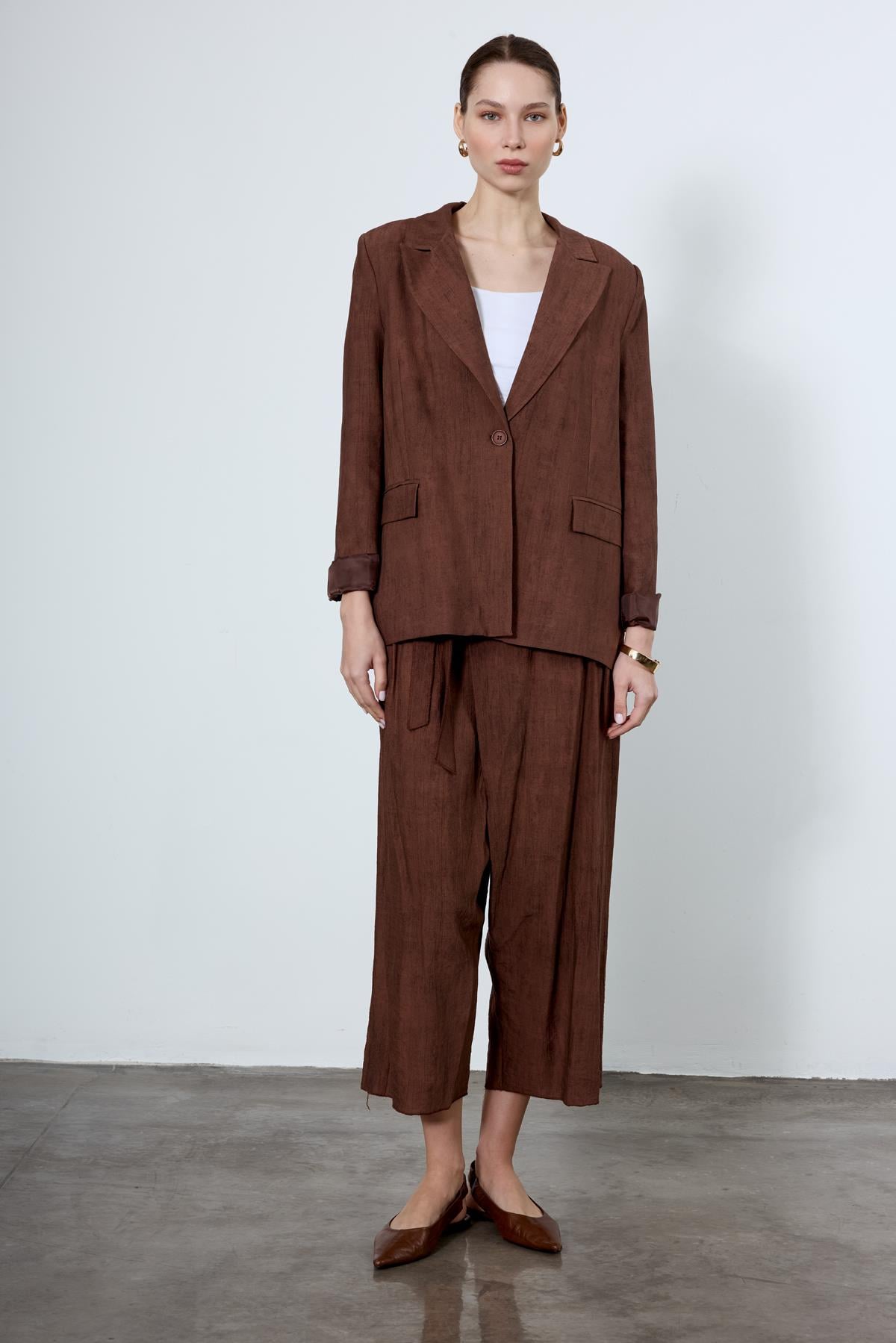 9551 PANTOLON CEKET TAKIM KAHVE