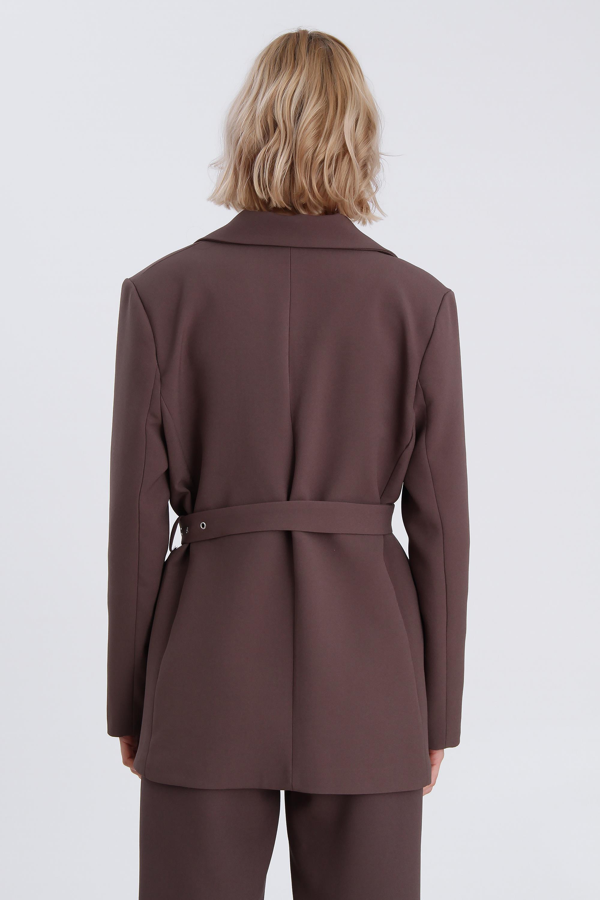 9367 KEMERLİ CEKET KAHVE