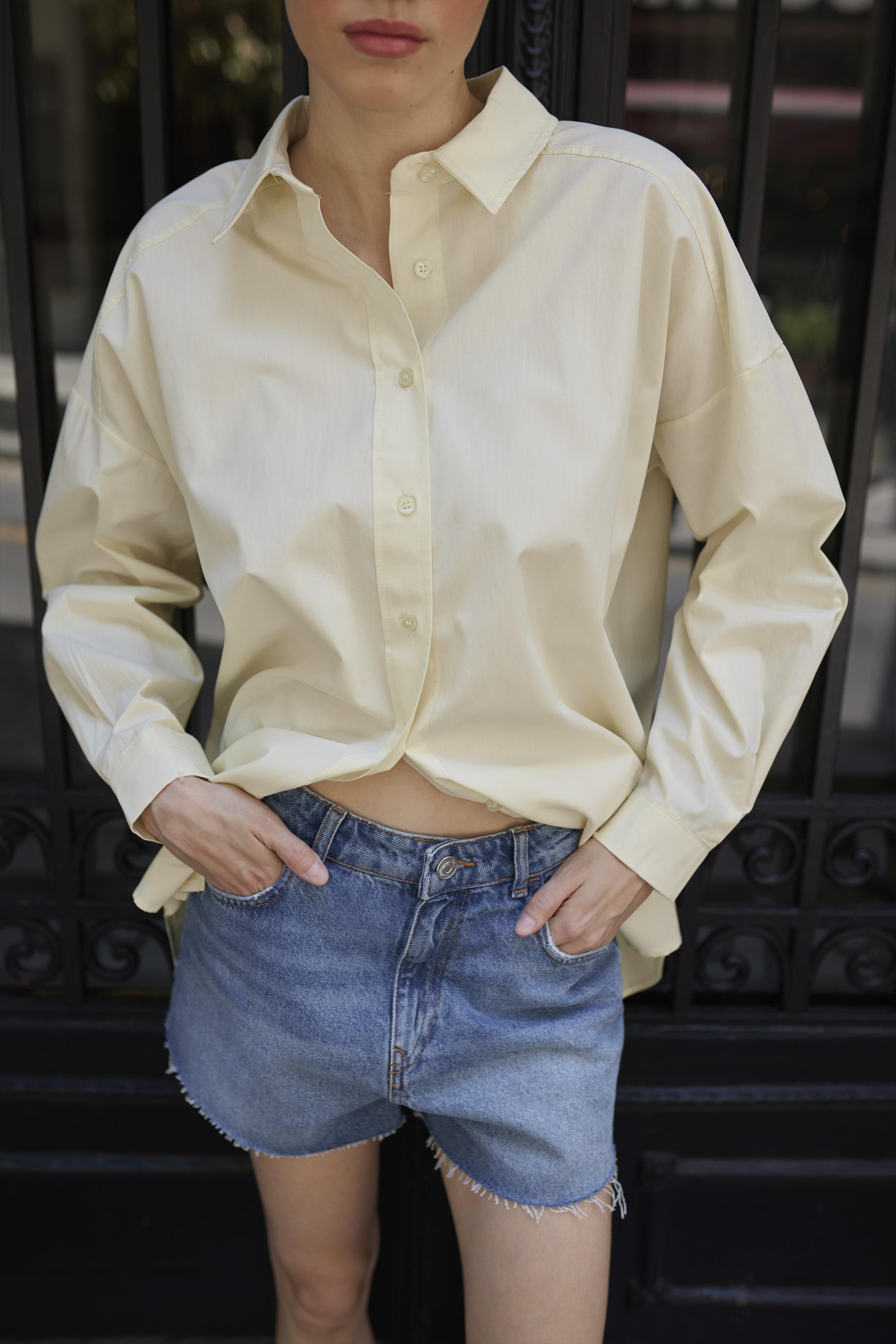 4943 POPLİN GÖMLEK SARI