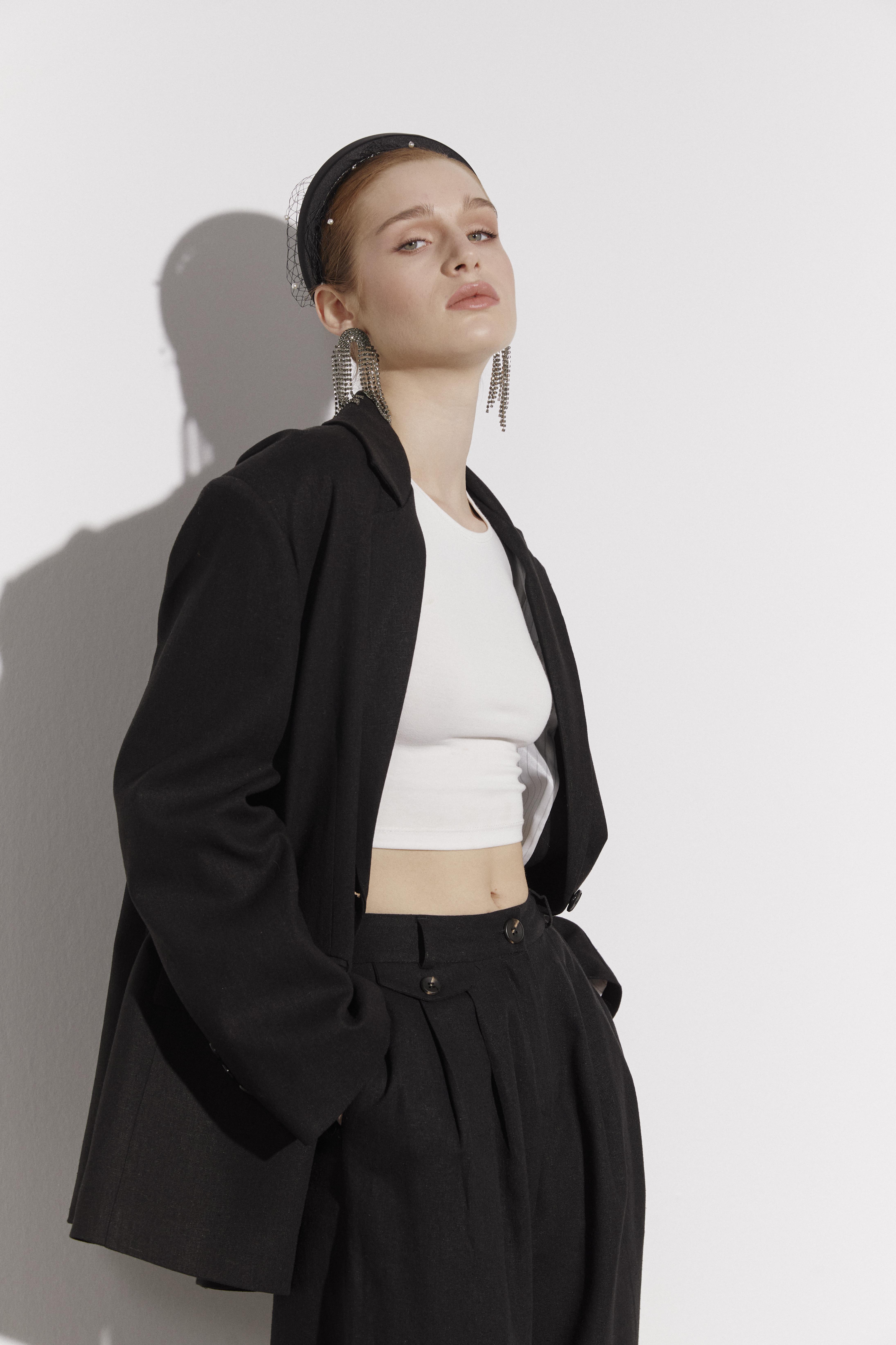 9430 KETEN CEKET SİYAH