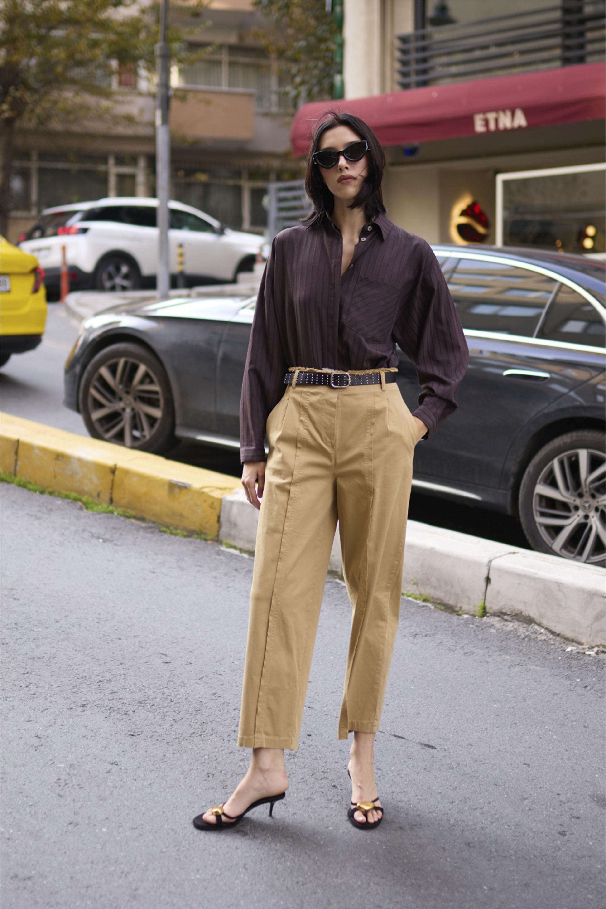 51208 KEMERLİ PANTOLON CAMEL