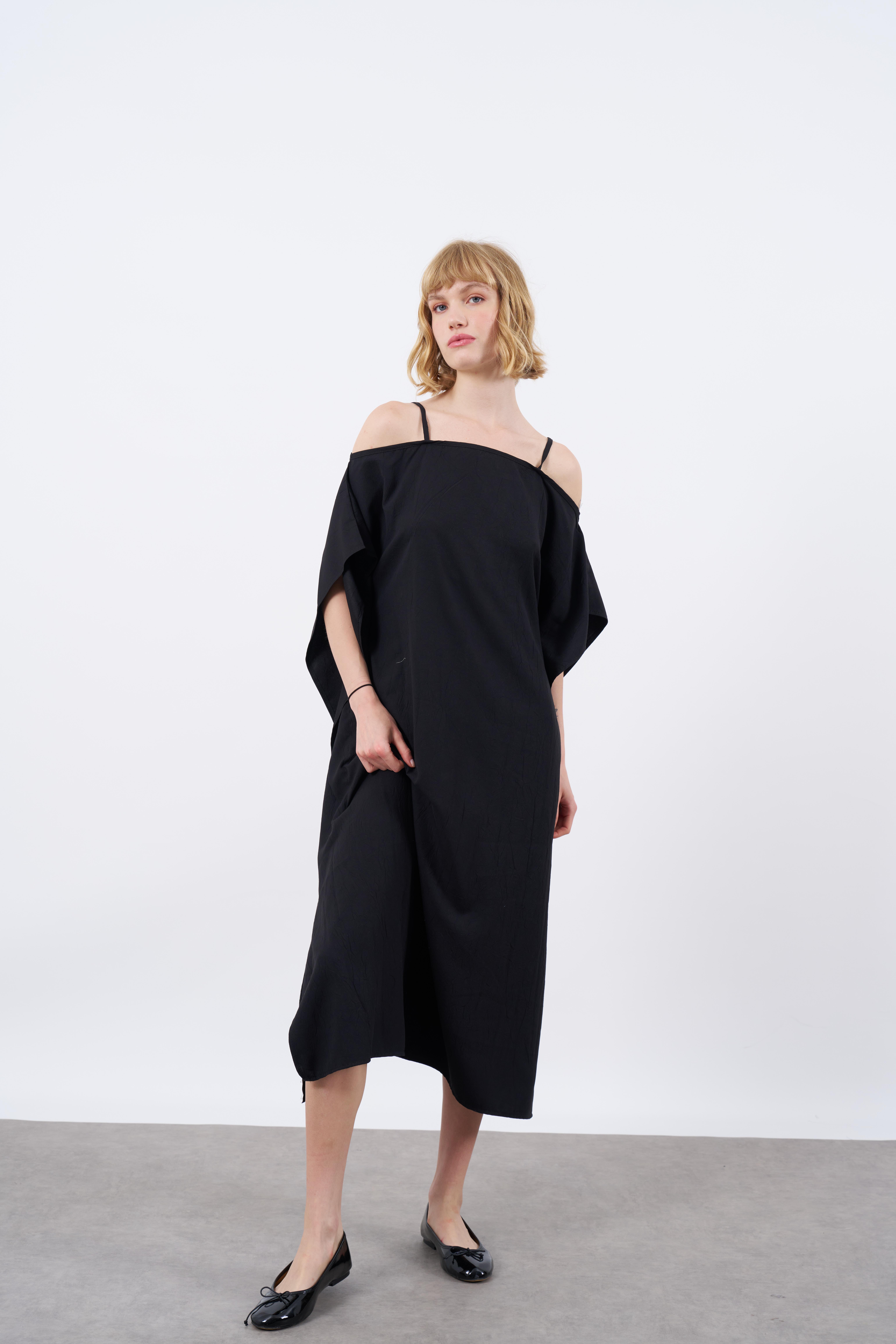 3195 ASKILI ELBİSE SİYAH