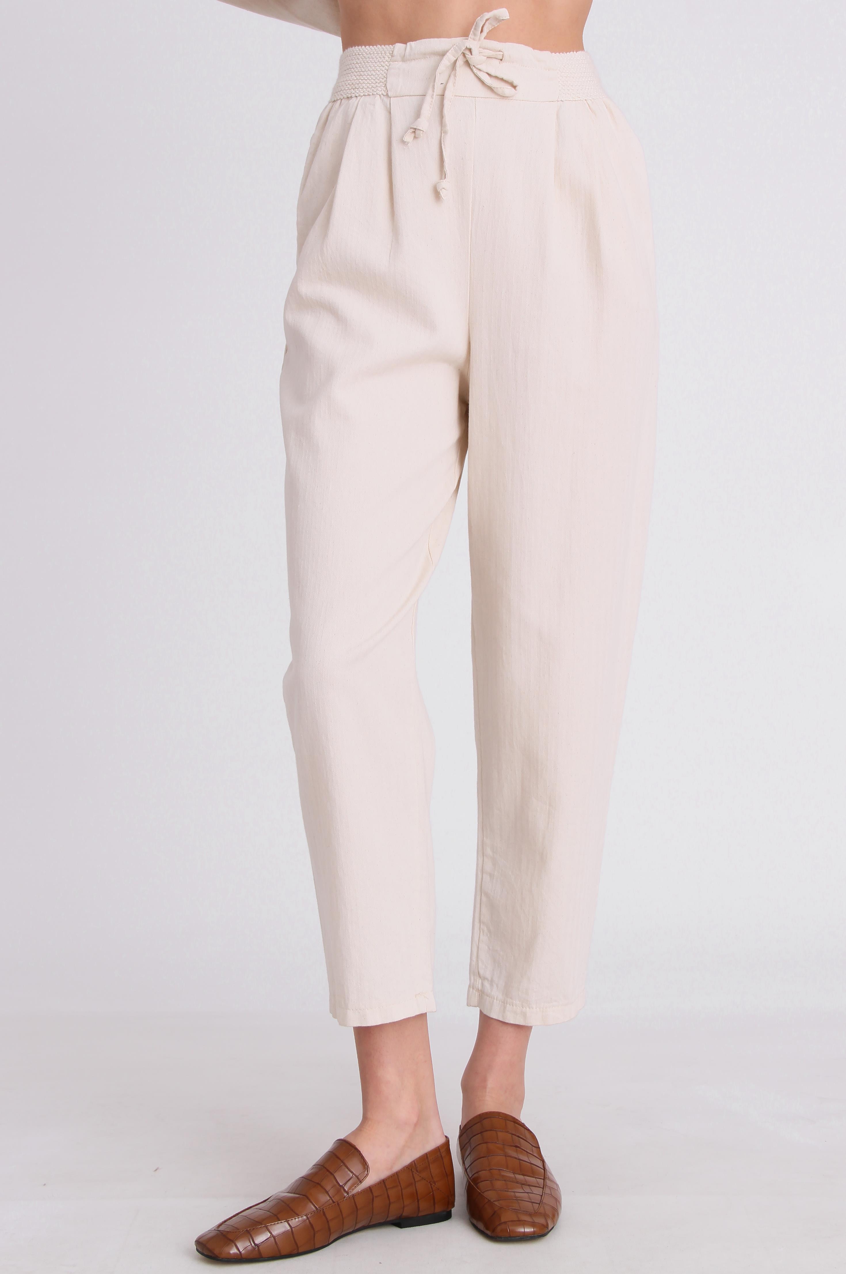 50552 LASTİKLİ PİLİLİ PANTOLON TAŞ