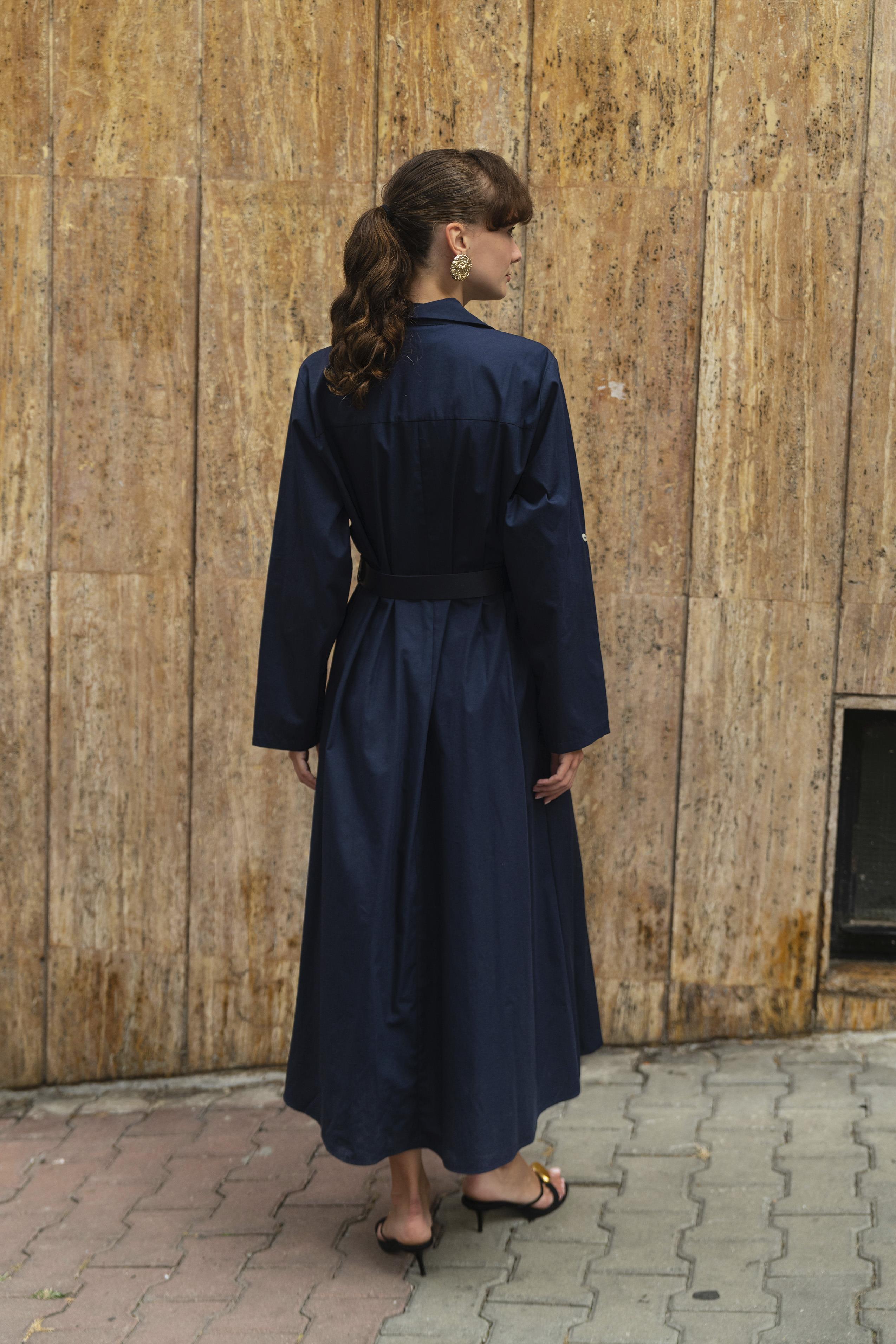 3350 KEMERLİ ELBİSE (3270) LACİVERT