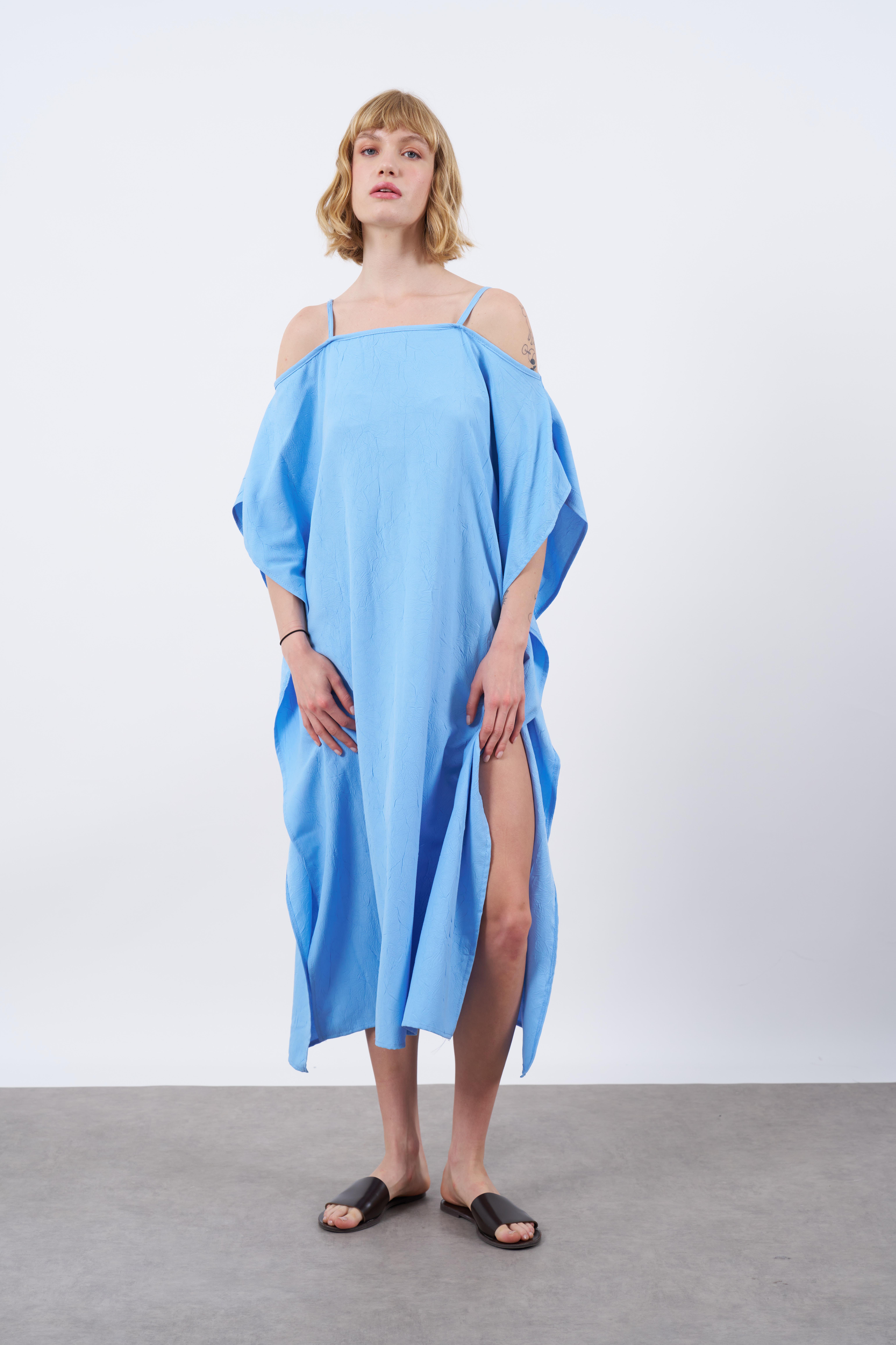 3195 ASKILI ELBİSE MAVİ