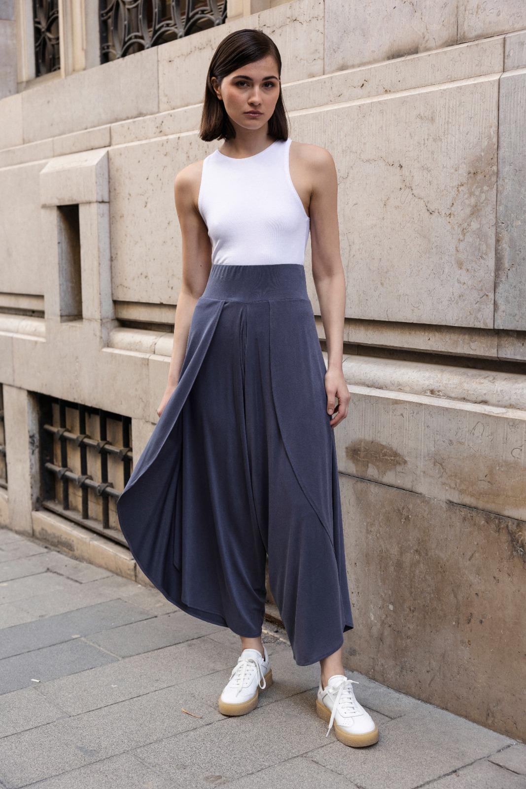 51147 YIRTMAÇLI ŞALVAR PANTOLON İNDİGO