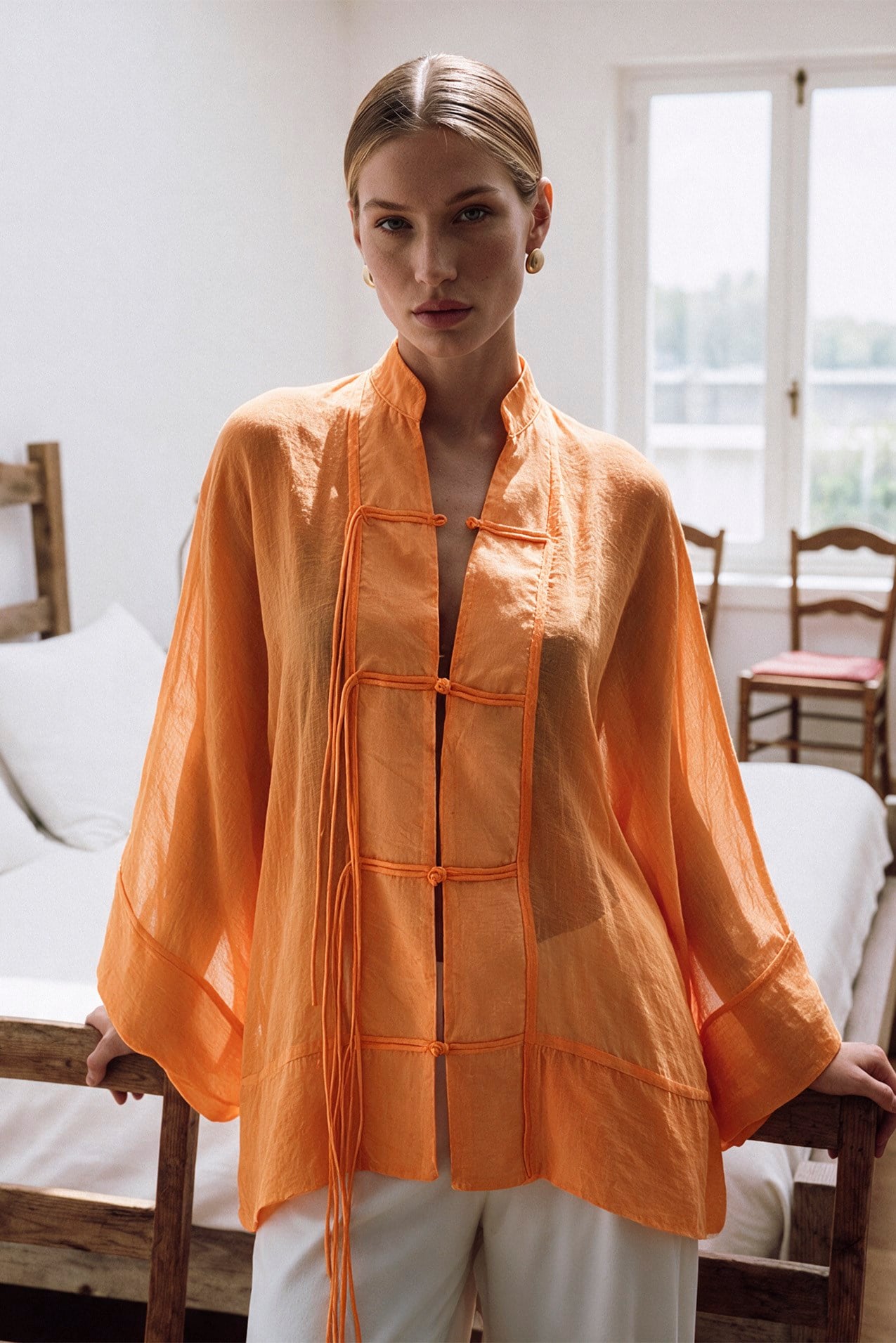 5098 İP BAĞCIKLI GÖMLEK ORANGE