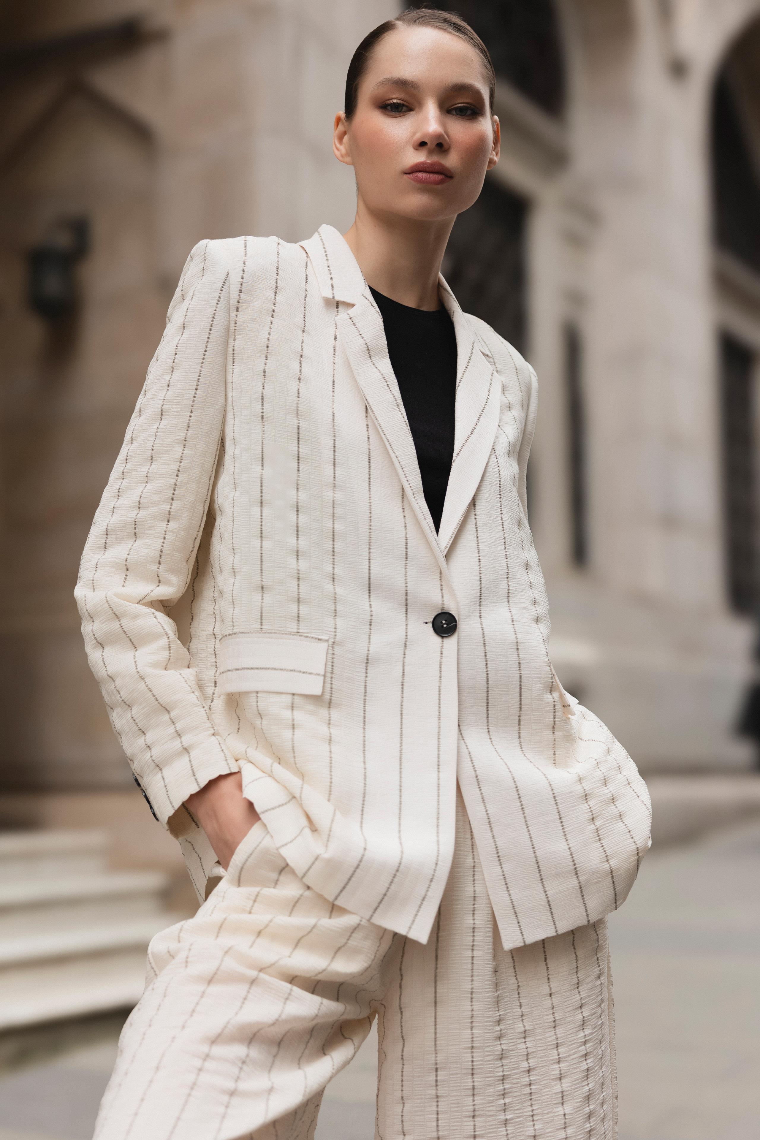 9556 CEKET PANTOLON TAKIM EKRU