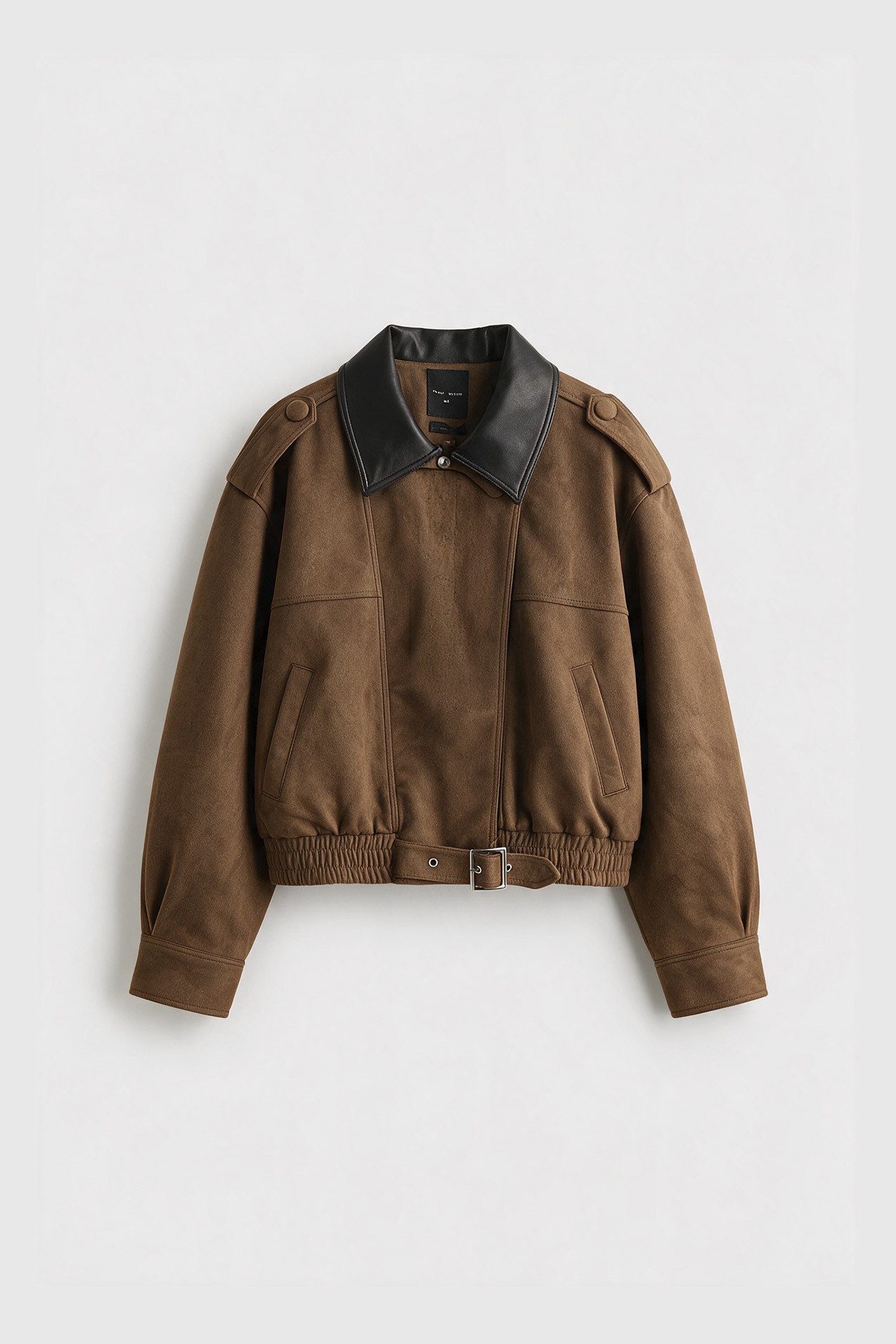 9855 DERİ YAKALI SUET BOMBER TABA