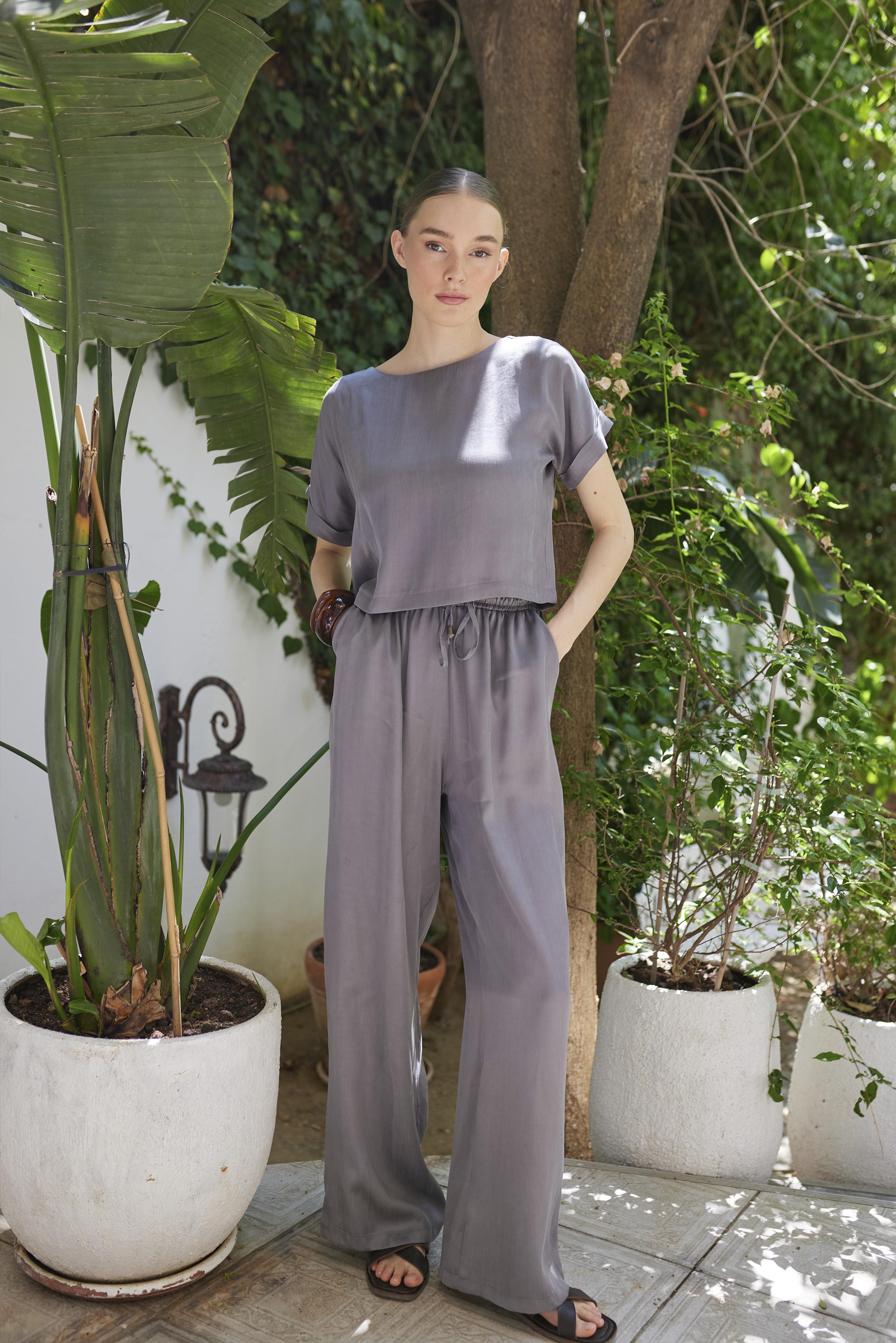 51163 BLUZ PANTOLON TAKIM GRİ