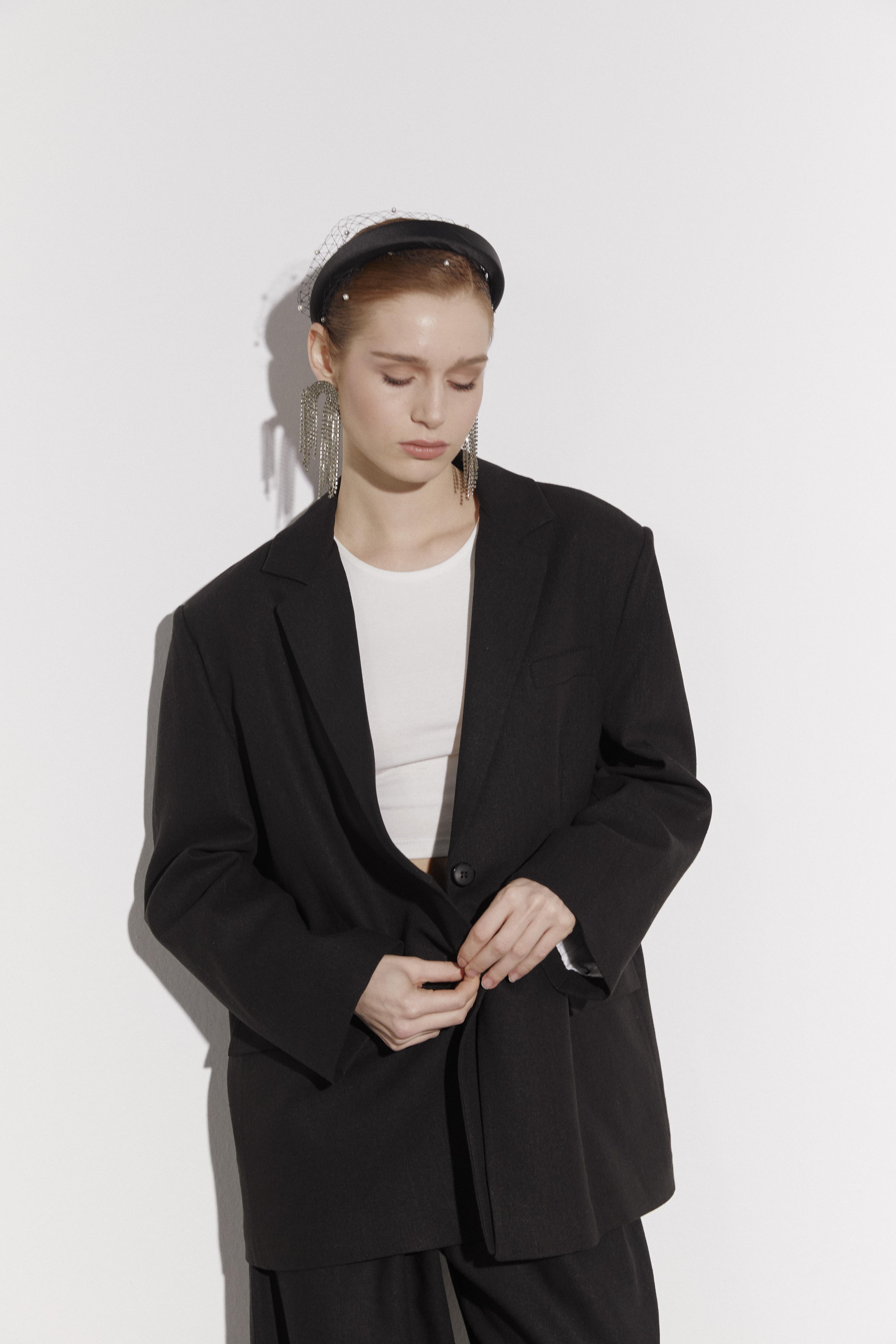 9430 KETEN CEKET SİYAH