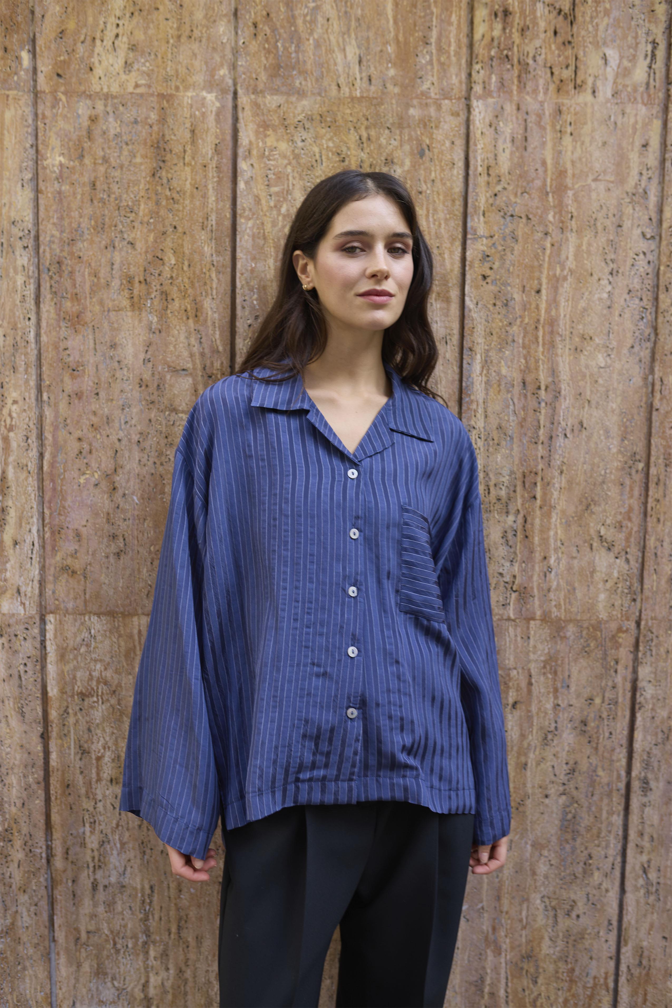 4998 OVERSIZE GÖMLEK LACİVERT