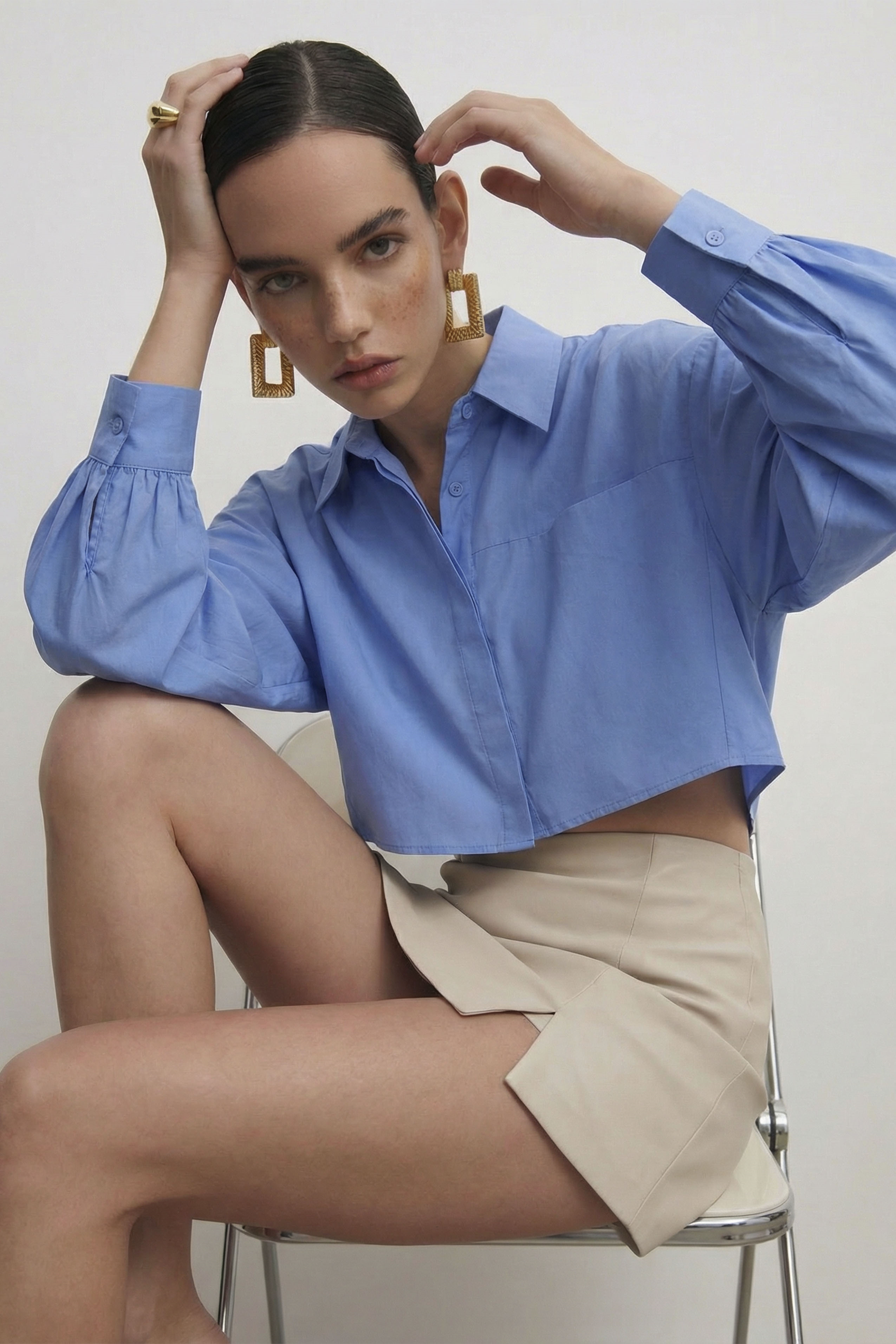 5008 POPLİN GÖMLEK MAVİ