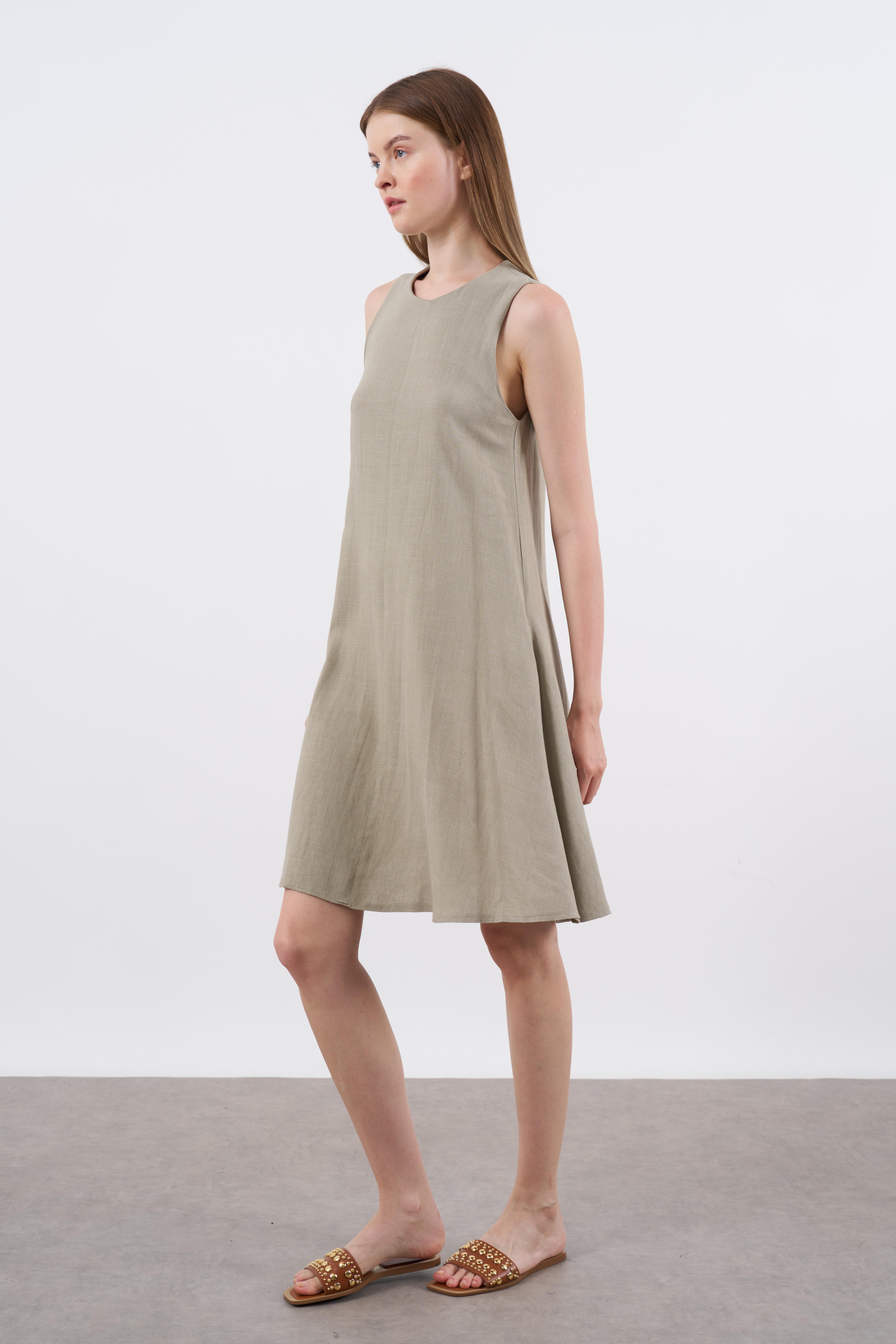 3181 SIFIR KOL KETEN ELBİSE HAKİ